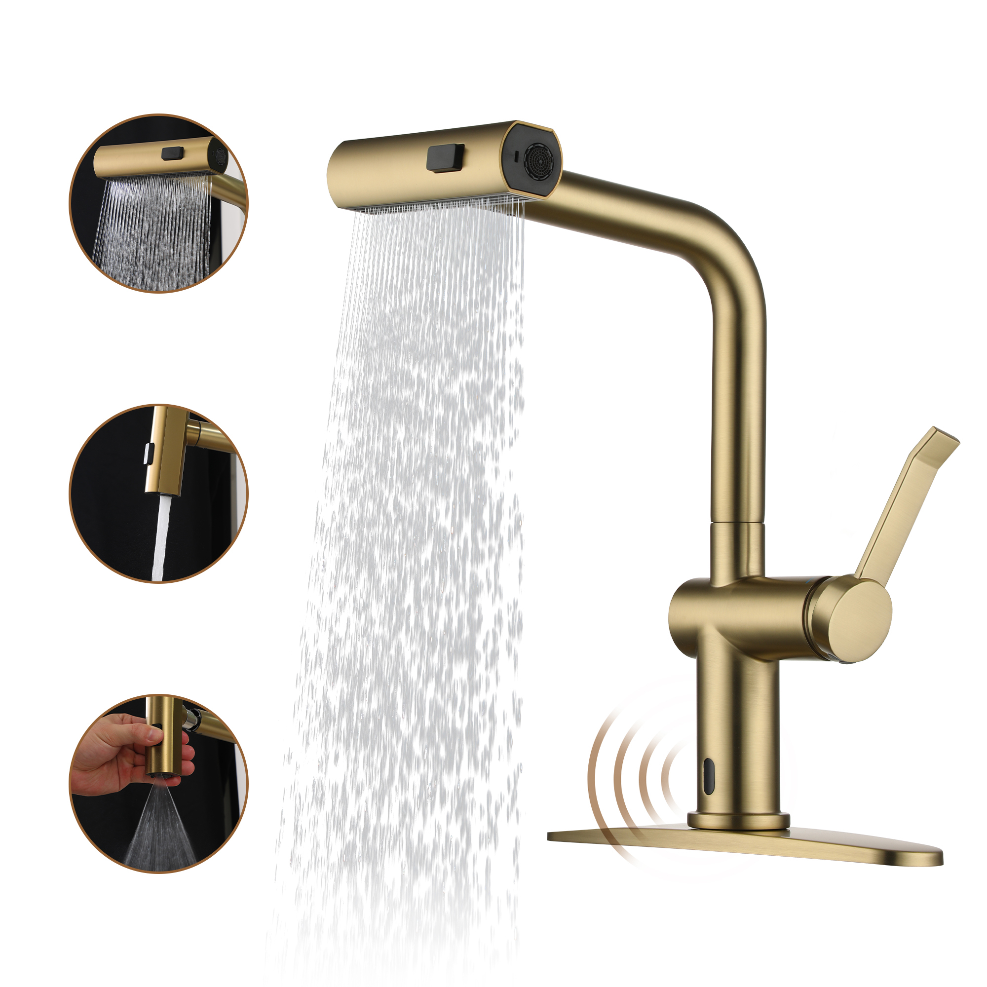Touchless Single Handle Kitchen Faucet with 3 Functions Spray