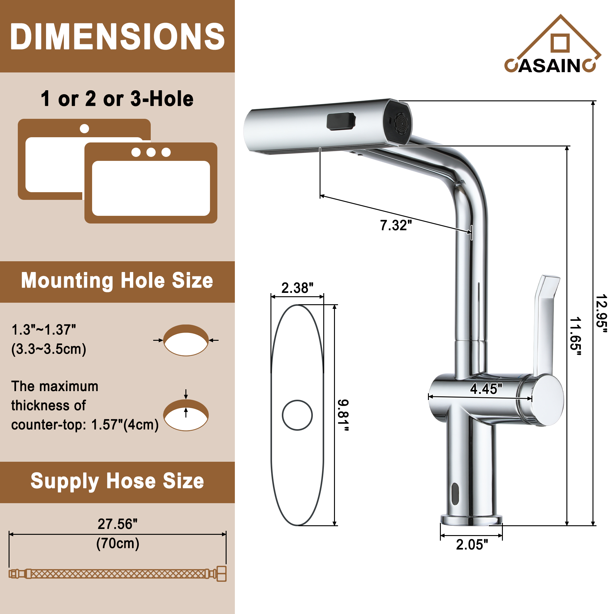 Touchless Single Handle Kitchen Faucet with 3 Functions Spray