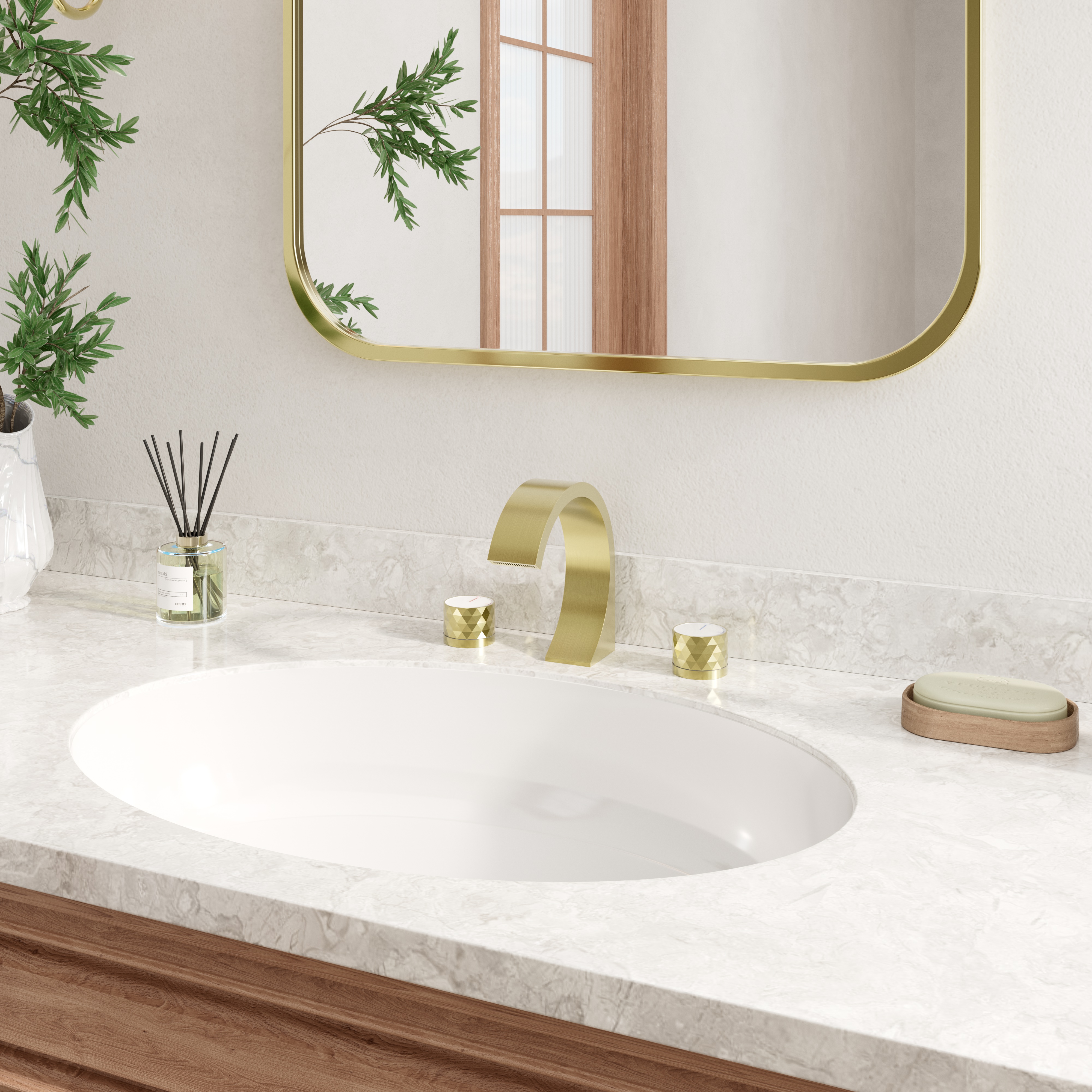 Modern Design 2-Handle Centerset Bathroom Faucet with Pop-up Drain