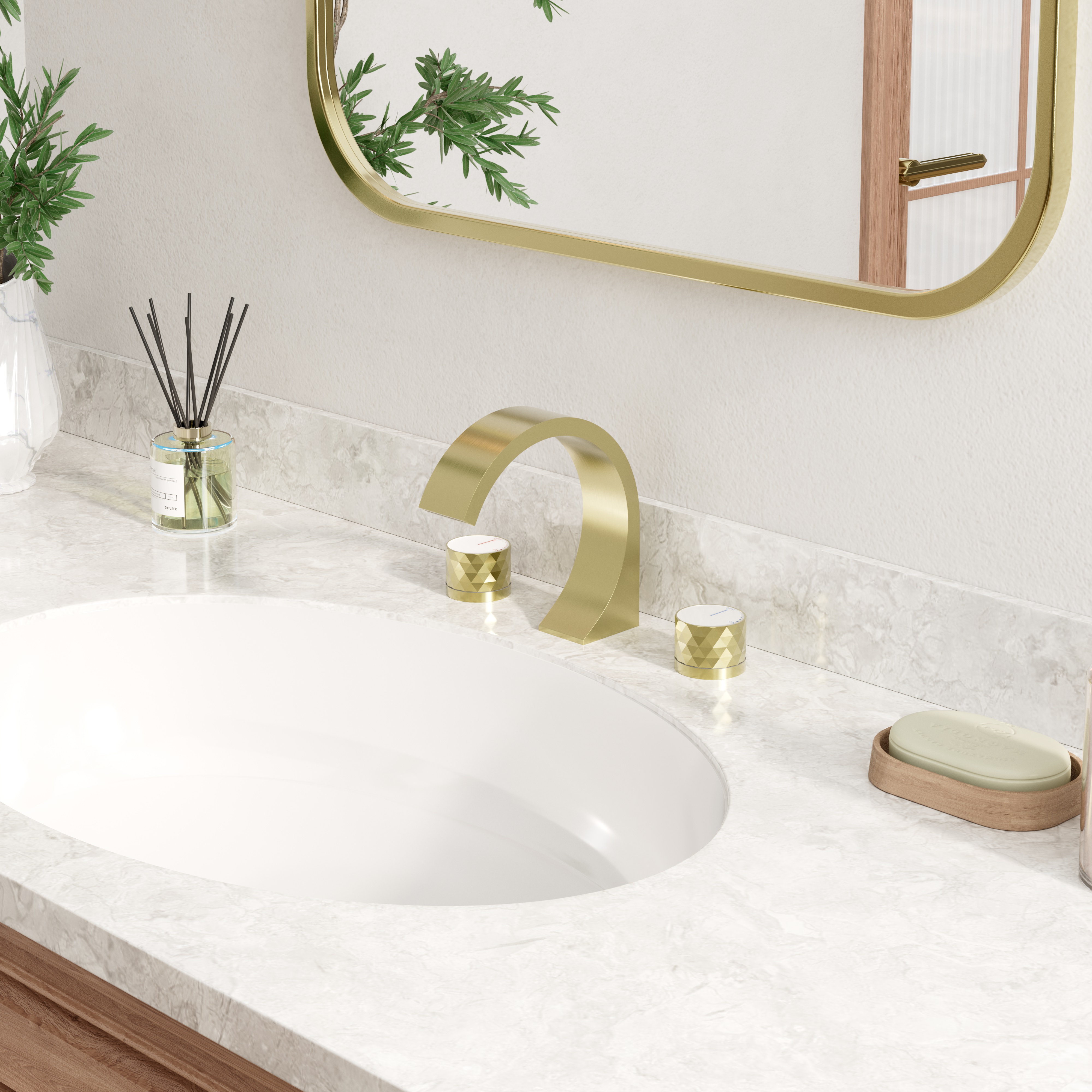 Modern Design 2-Handle Centerset Bathroom Faucet with Pop-up Drain