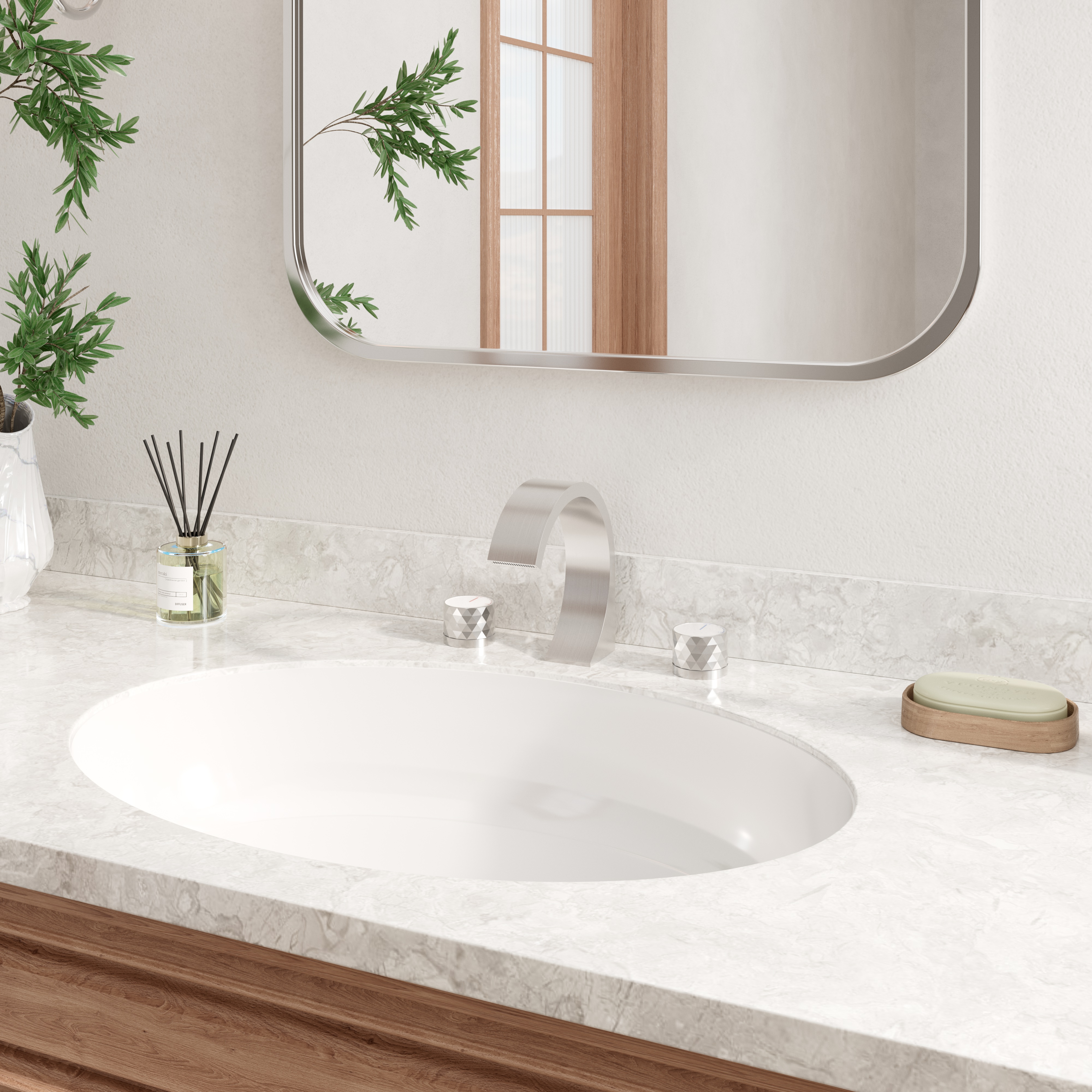 Modern Design 2-Handle Centerset Bathroom Faucet with Pop-up Drain