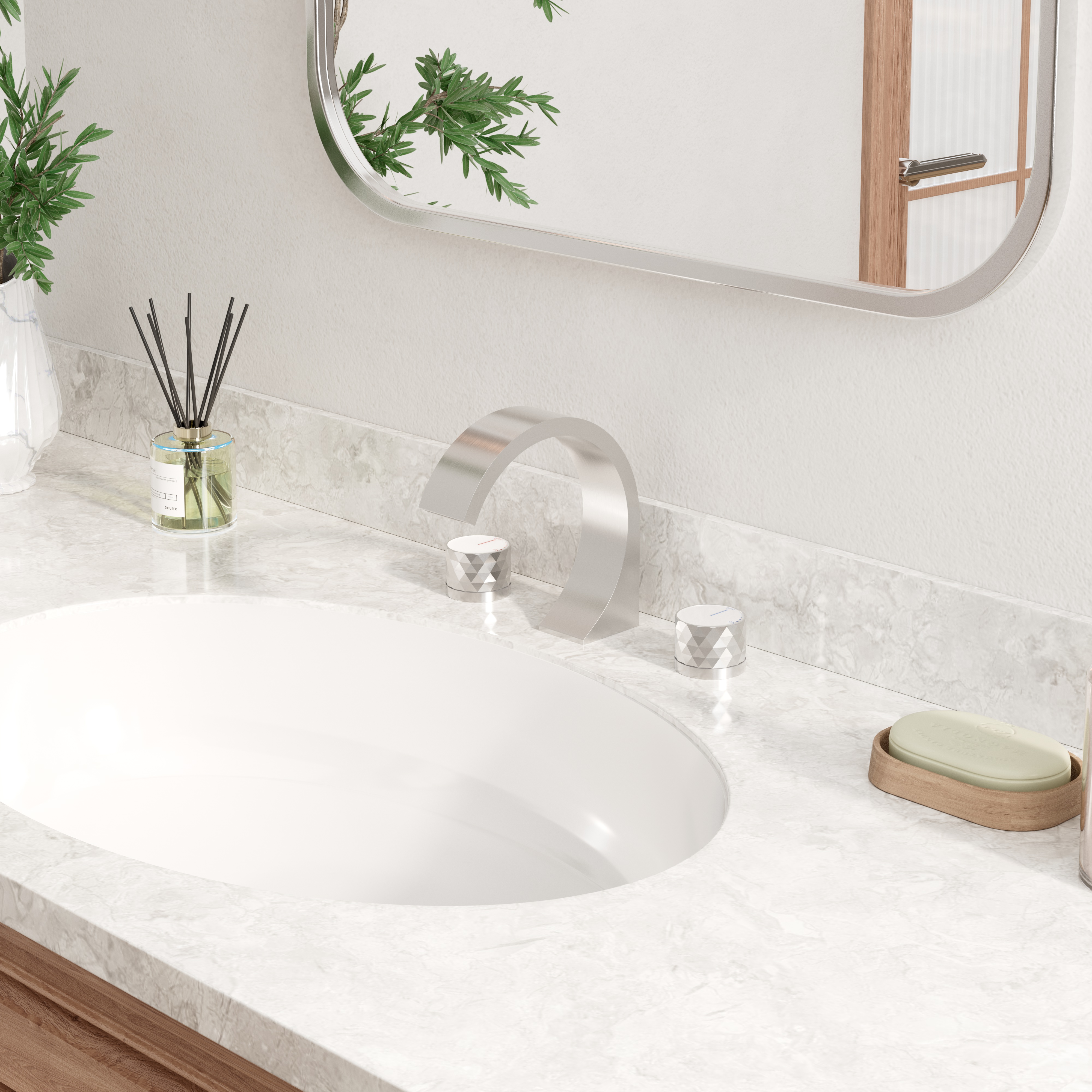 Modern Design 2-Handle Centerset Bathroom Faucet with Pop-up Drain