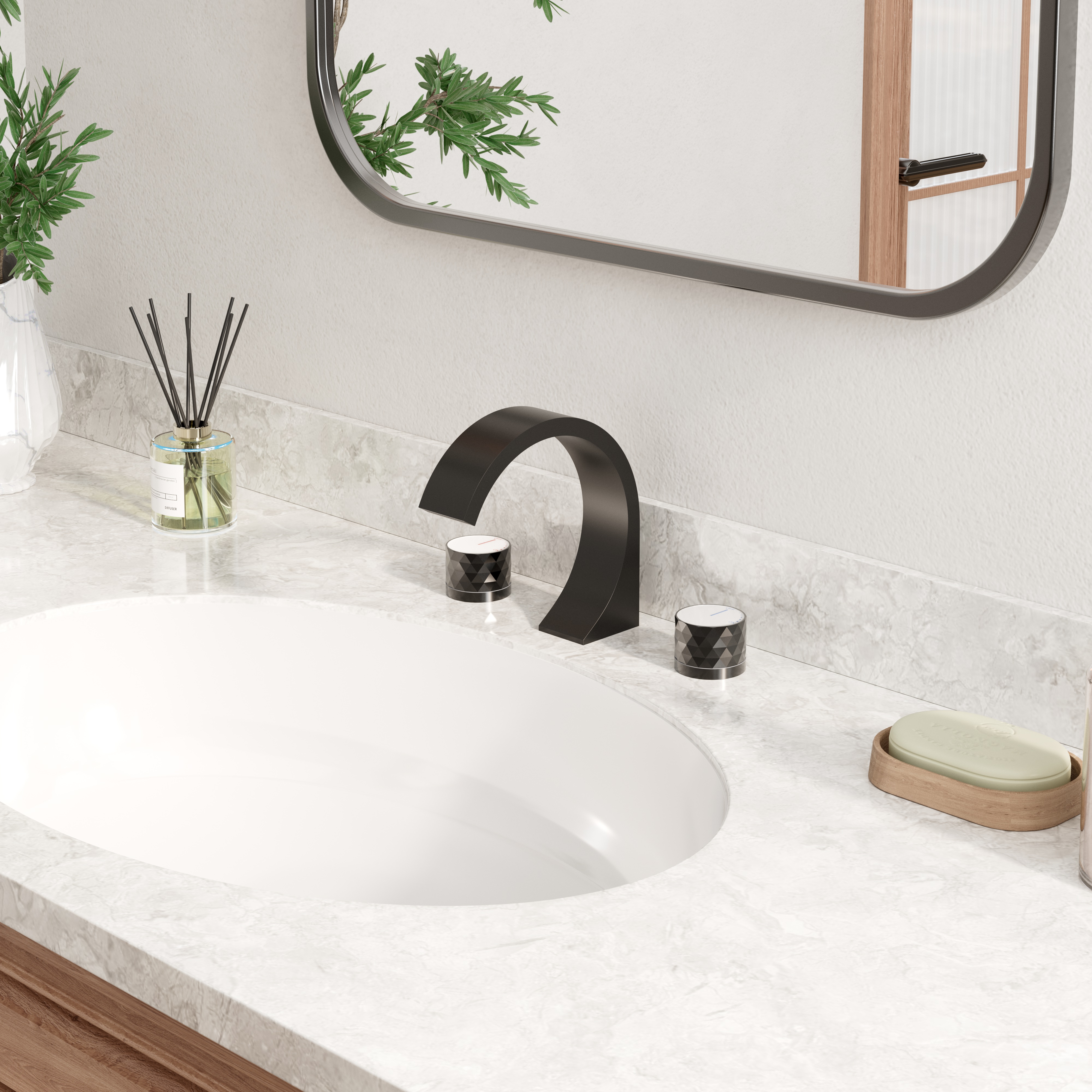 Modern Design 2-Handle Centerset Bathroom Faucet with Pop-up Drain