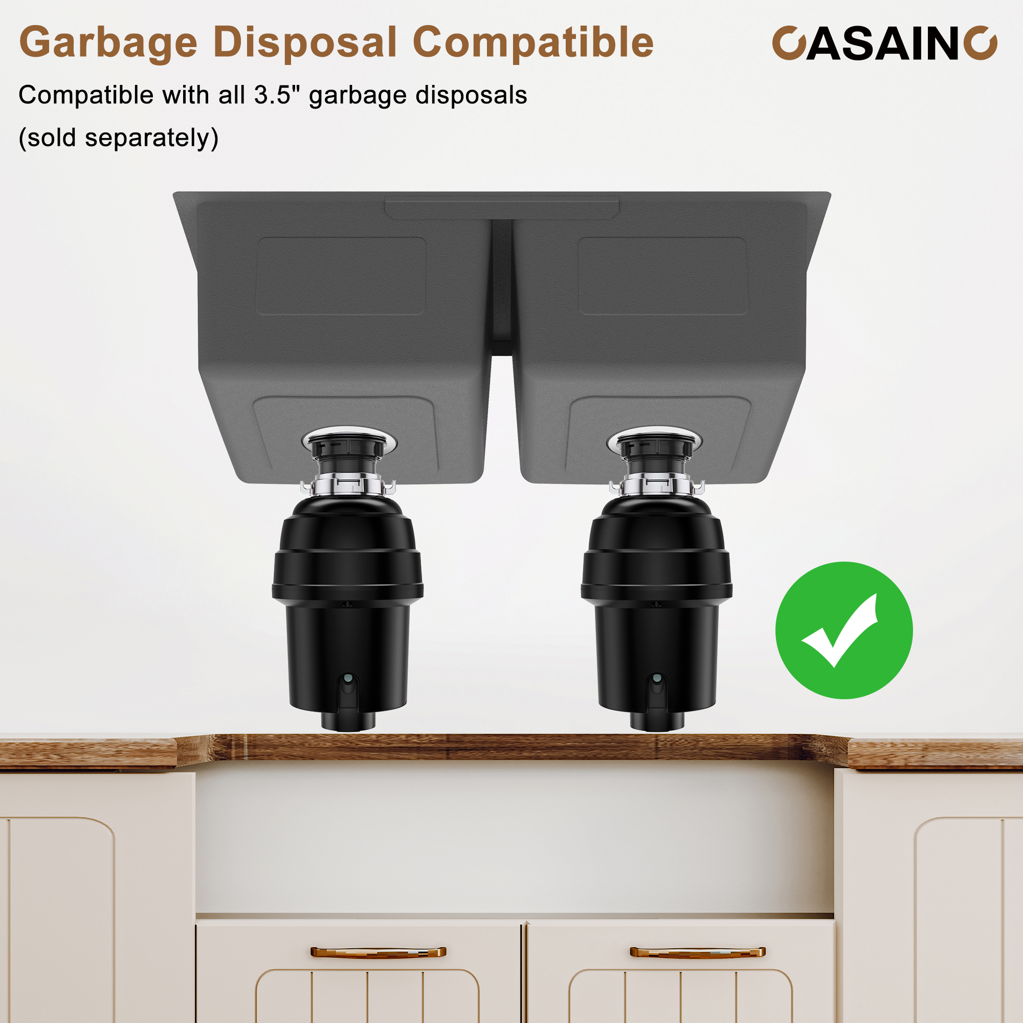 CASAINC 31 inch SUS304 Stainless Steel Double Bowl Undermount Workstation Kitchen Sink 18 gauge