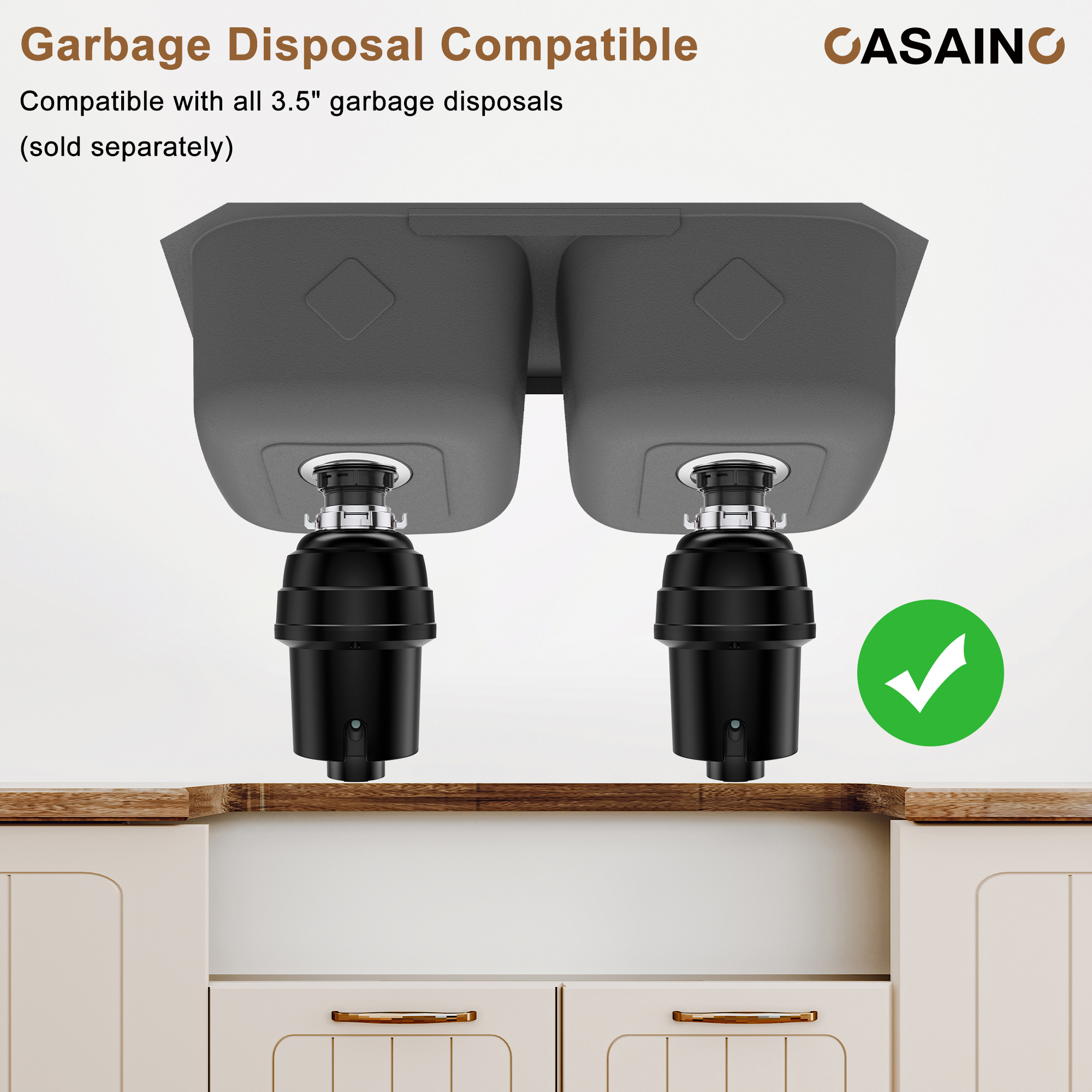 CASAINC 32 inch SUS304 Stainless Steel Double Bowl Undermount Workstation Kitchen Sink 18 gauge