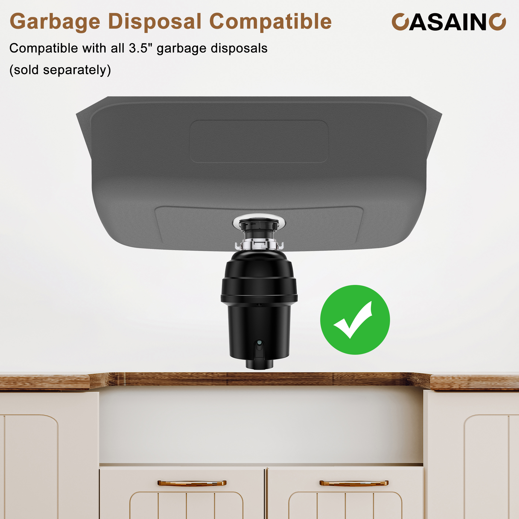 CASAINC 32 inch SUS304 Stainless Steel Single Bowl Undermount Workstation Kitchen Sink 18 gauge