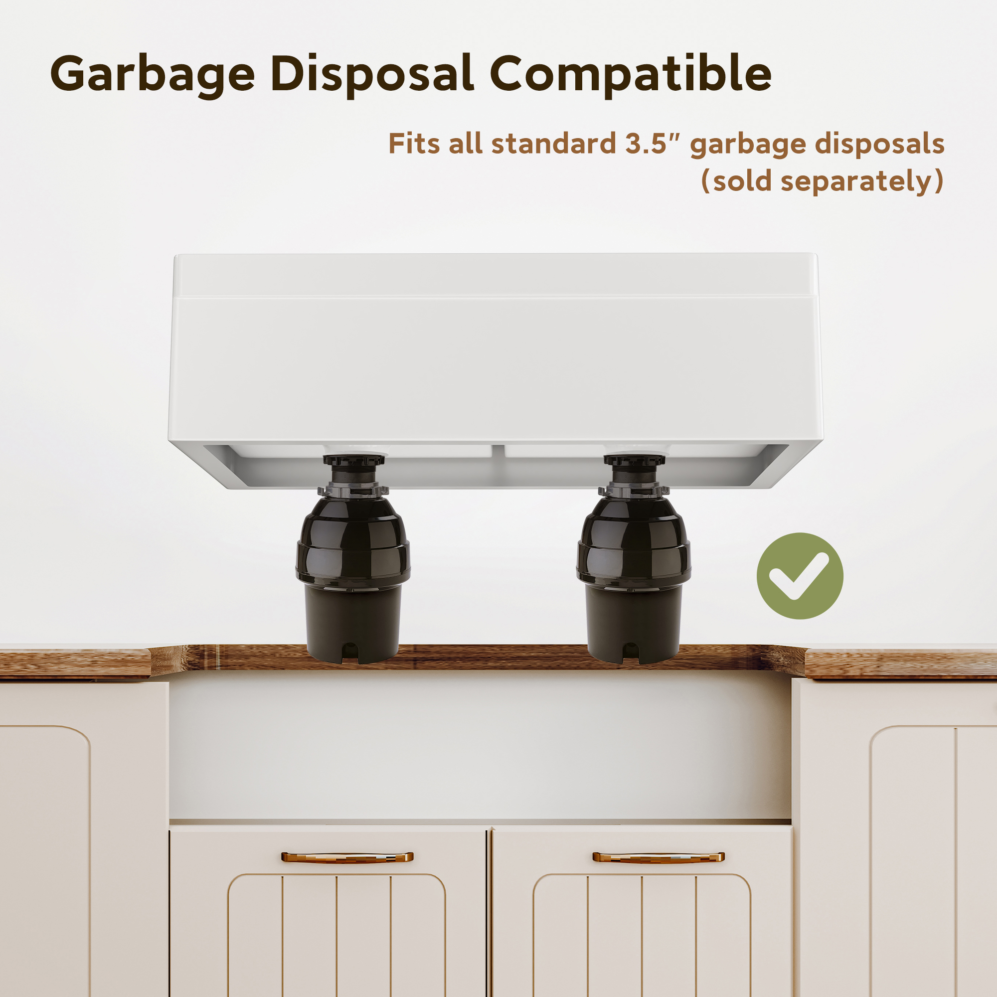 White 33-Inch Double Bowl Fireclay Farmhouse Sink Glossy Apron Front Kitchen Sink