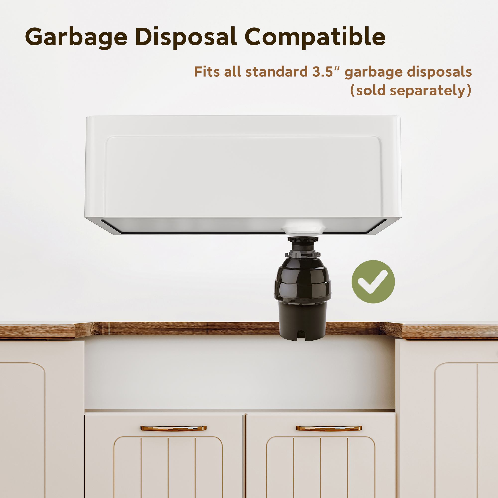 33 Inch Single Bowl White Fireclay Farmhouse Kitchen Sink Glossy Apron Front