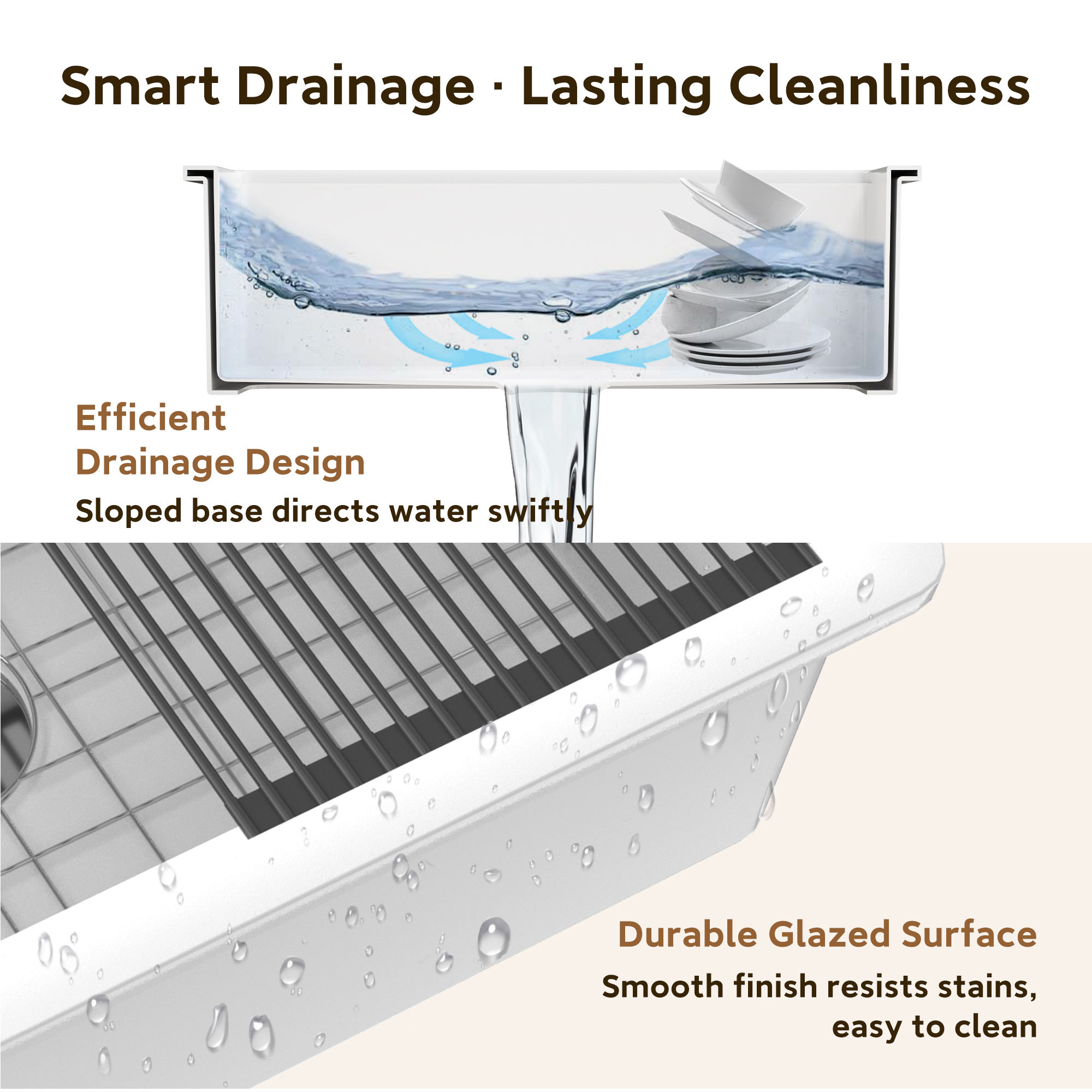 33 Inch White Fireclay Kitchen Sink Undermount Single Bowl with Sleek Glossy Finish