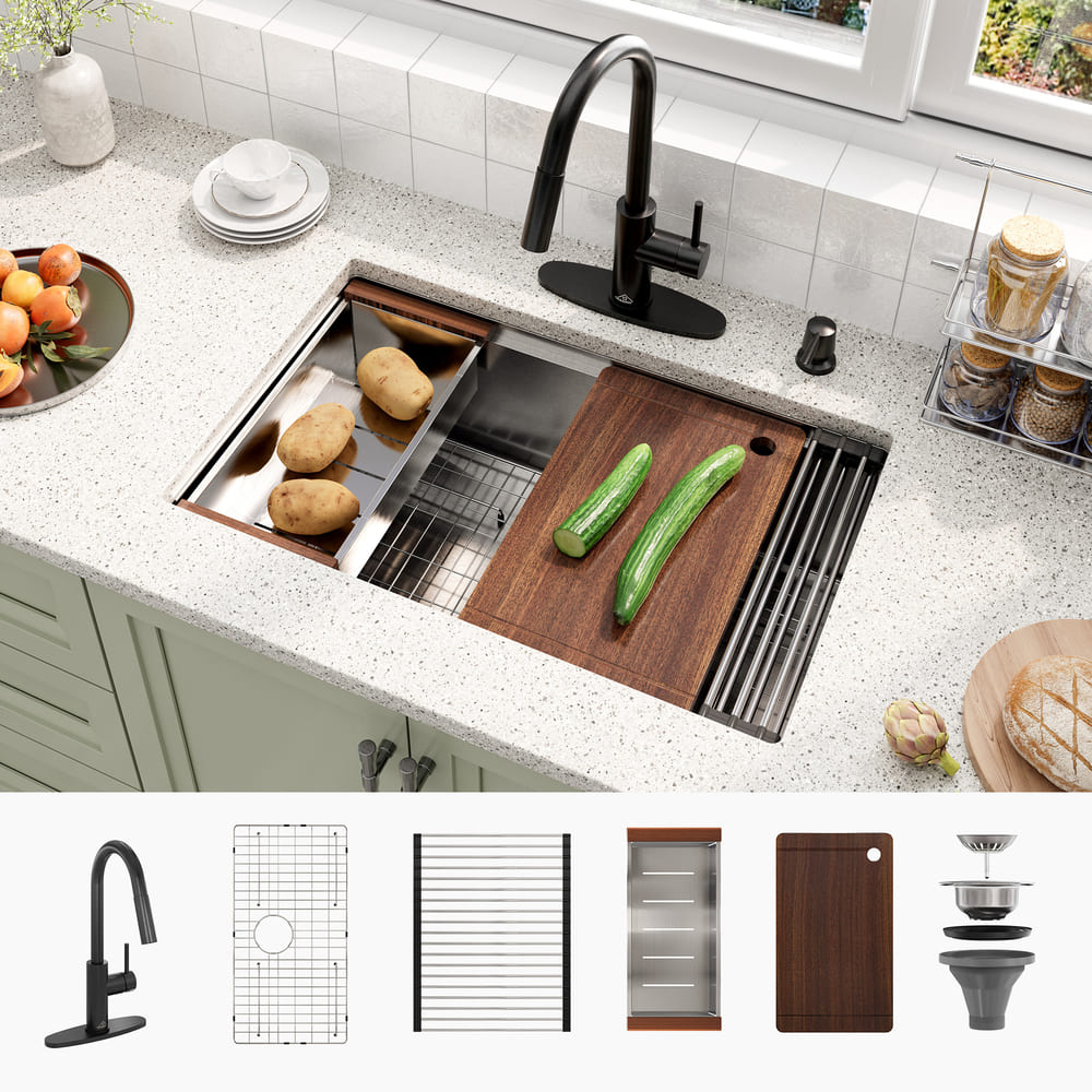 Stainless Steel Workstation Sink & Faucet Set