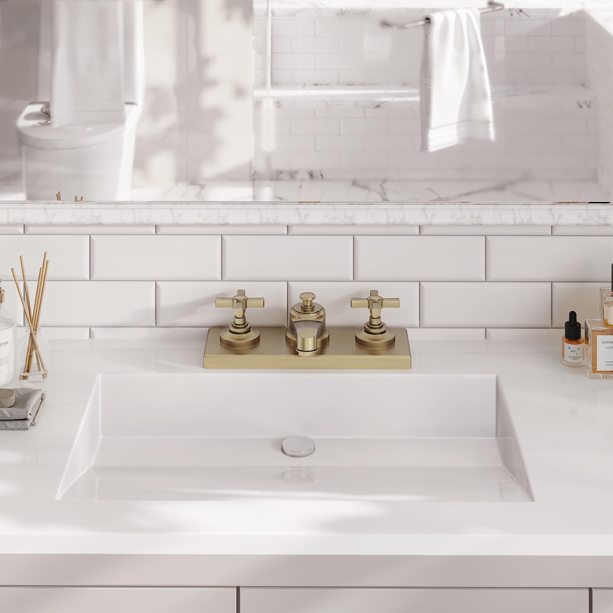 8" 3-Hole Brushed Gold Widespread Bathroom Sink Faucet with 2 Handles