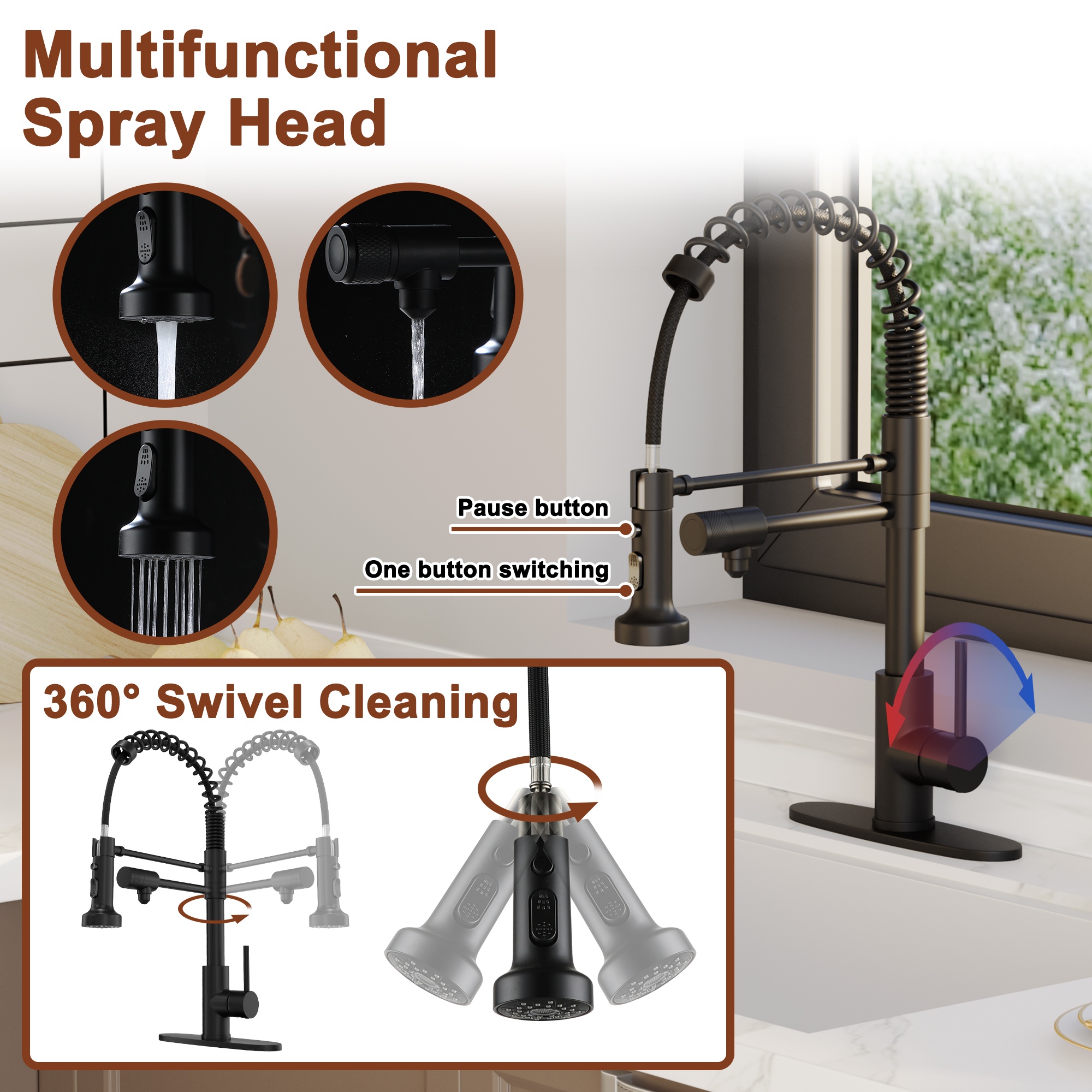 Kitchen Faucet with Pull Down, 1.8 gpm Single Handle Kitchen Sink Faucet