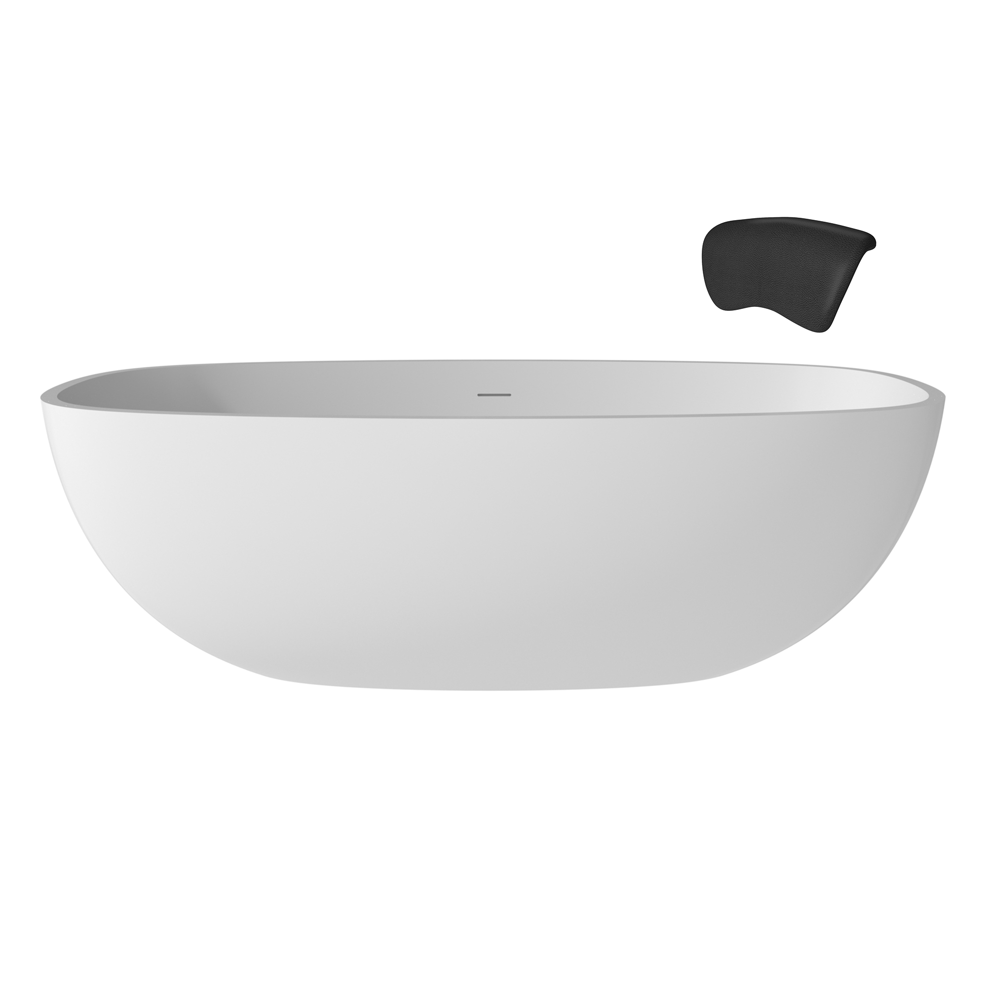 CASAINC 71" Matte White Stone Resin Adult Freestanding Soaking Tub with Cushions