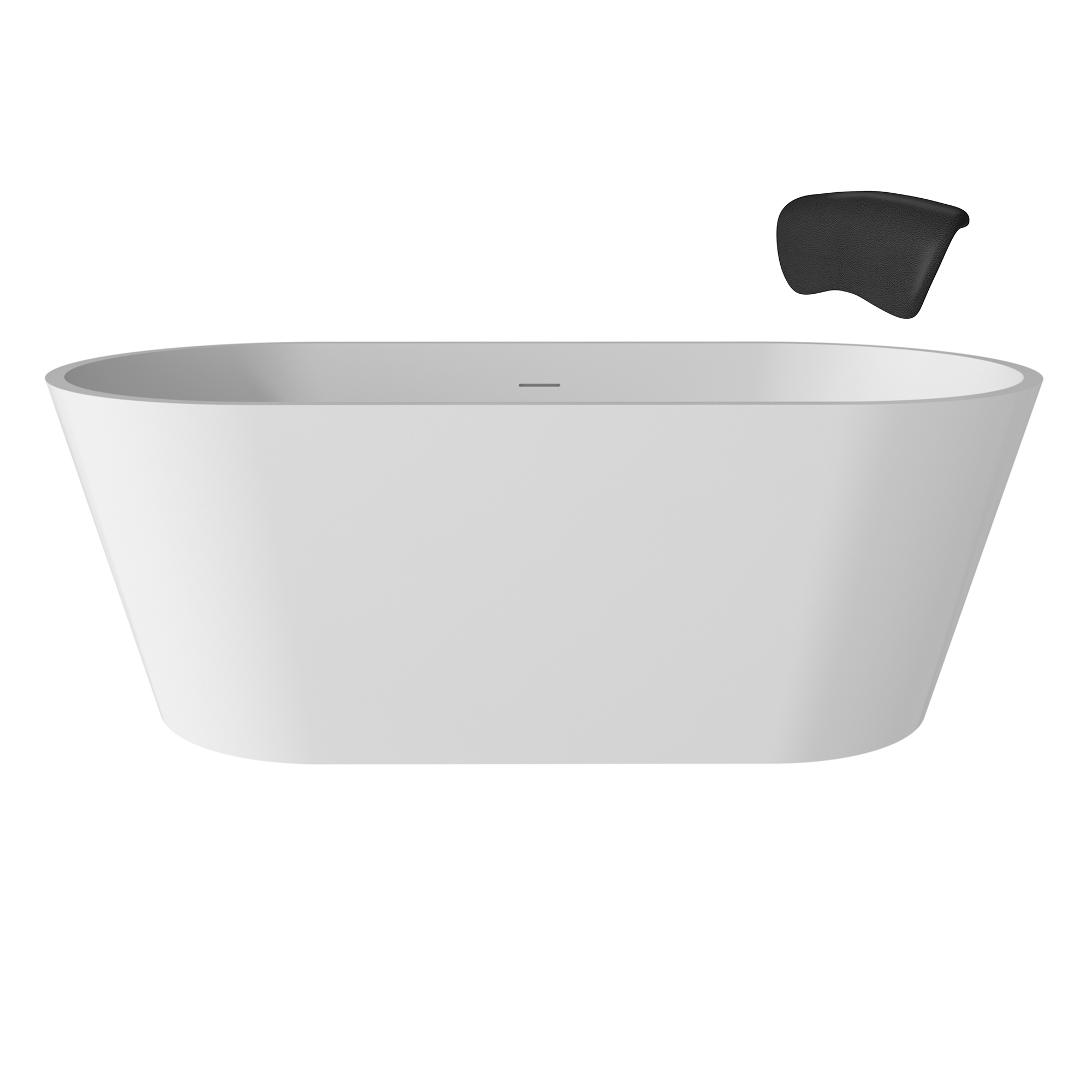 CASAINC 59/67" Matte White Artificial Stone Adult Freestanding Soaking Tub with Cushions