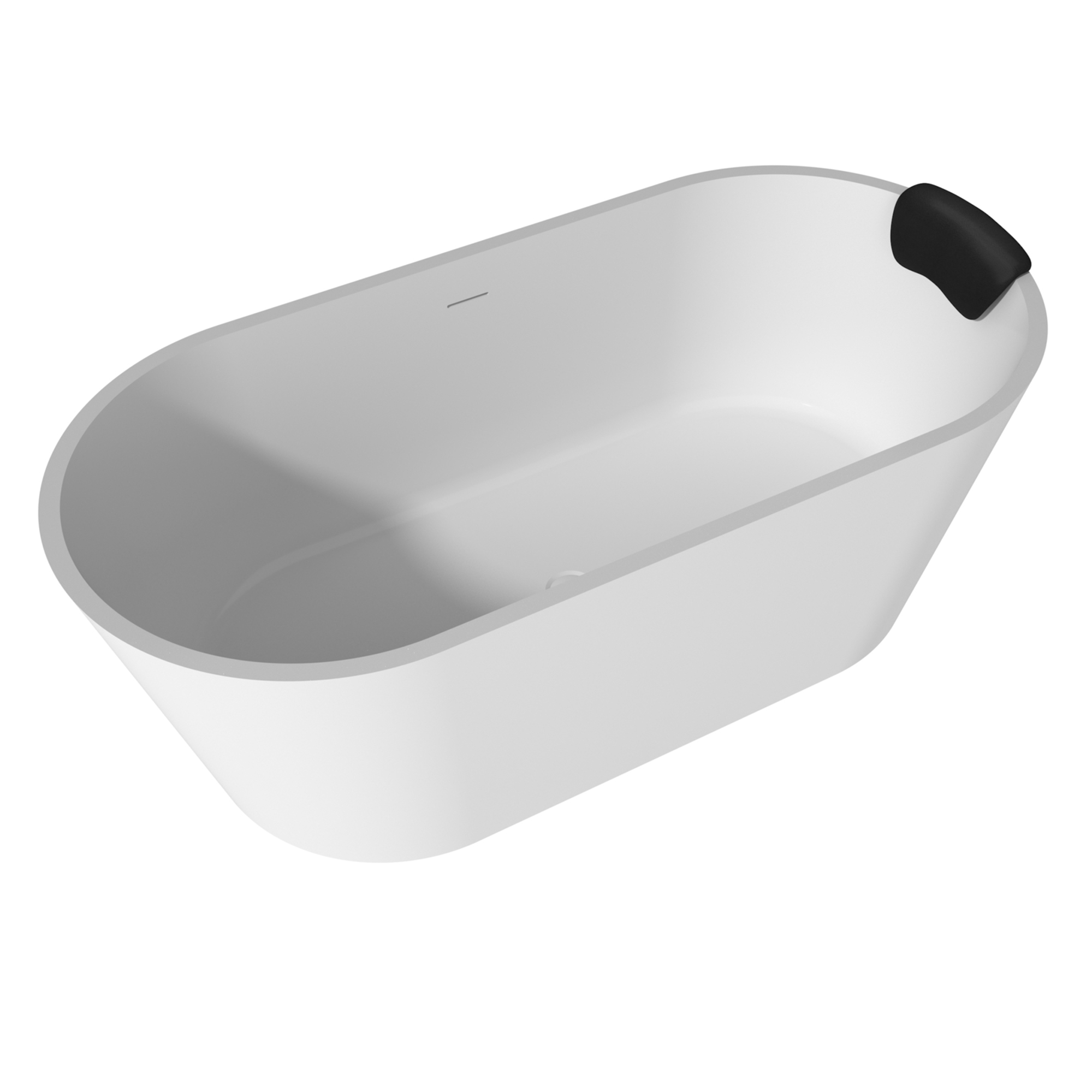 CASAINC 59/67" Matte White Artificial Stone Adult Freestanding Soaking Tub with Cushions