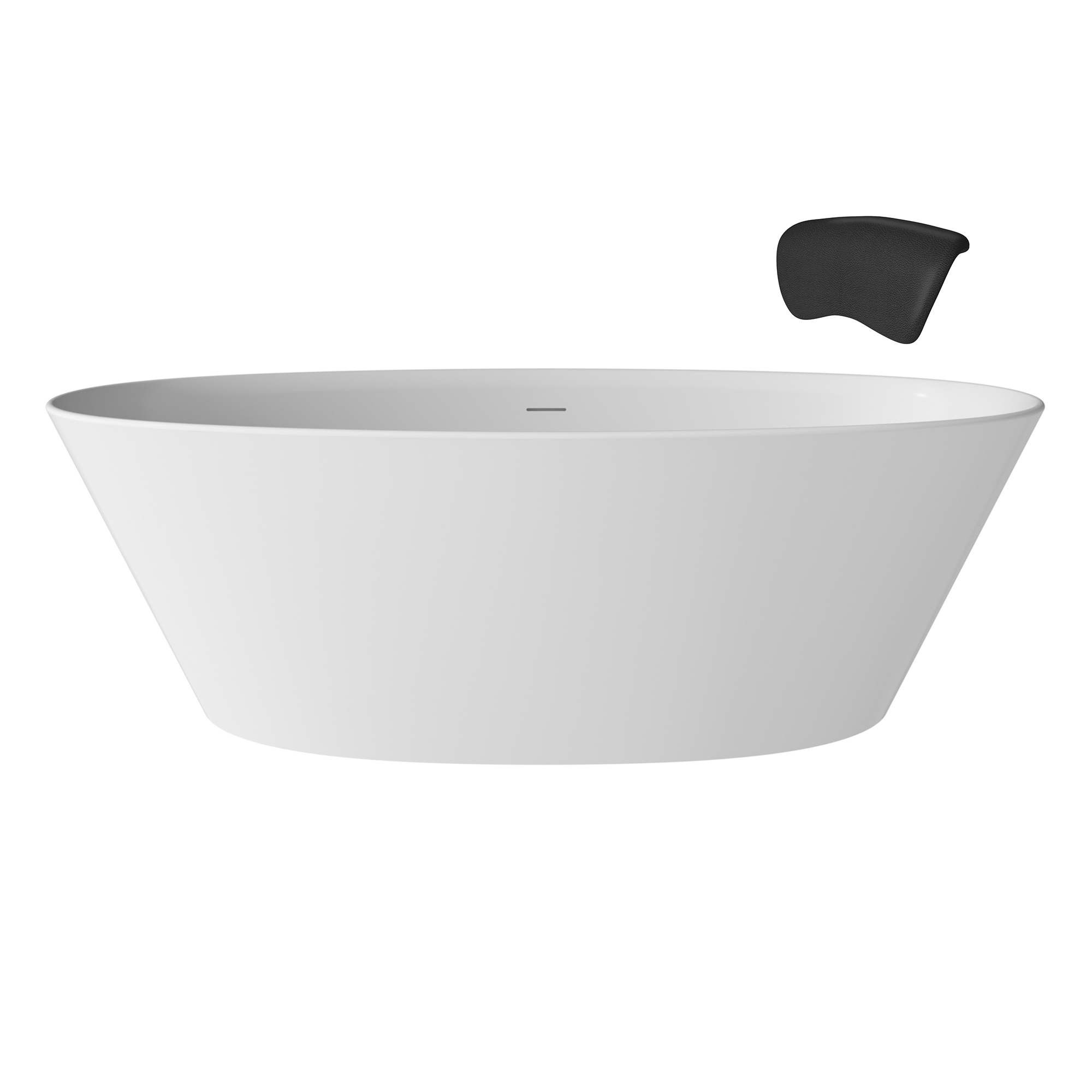 67" Matte White Stone Resin Adult Freestanding Soaking Tub with Cushions