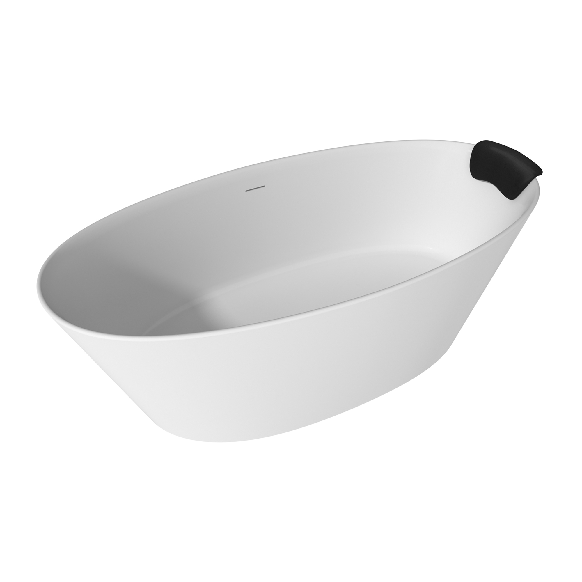 67" Matte White Stone Resin Adult Freestanding Soaking Tub with Cushions