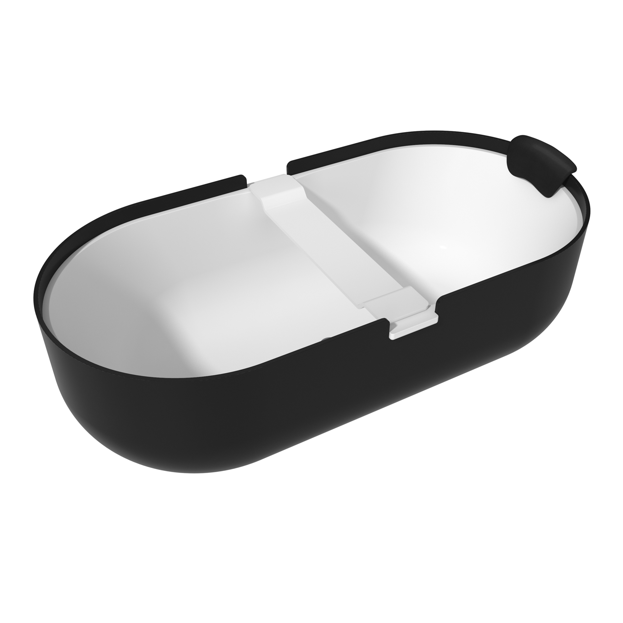 67/71" Black Outside and White Inside Artificial Stone Adult Freestanding Soaking Tub with Cushions and Shelves