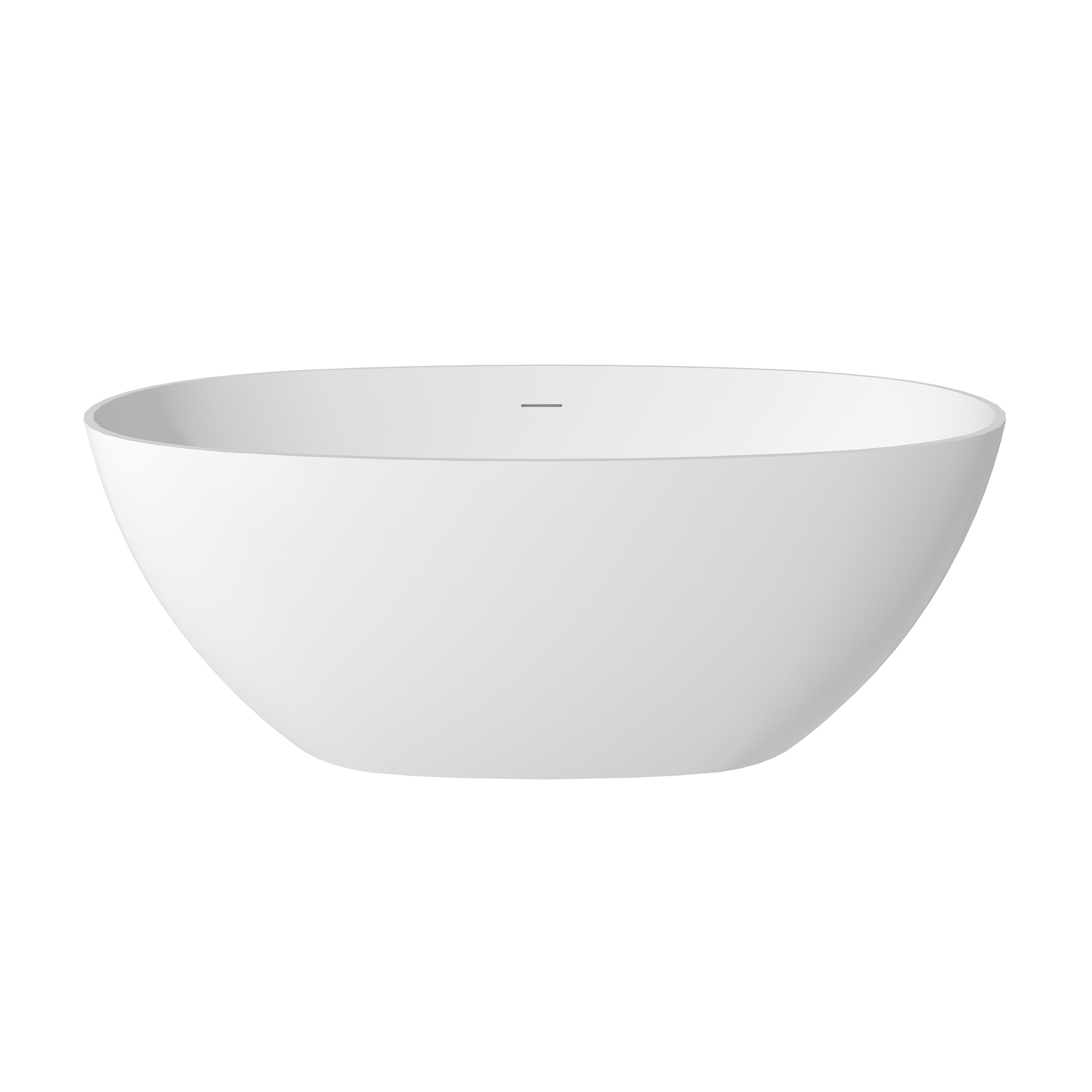 59"/63"/67" Freestanding Oval Solid Surface Stone Bathtub with Center Drain and cUPc Certification, Matte White (With/without Tub Faucet)