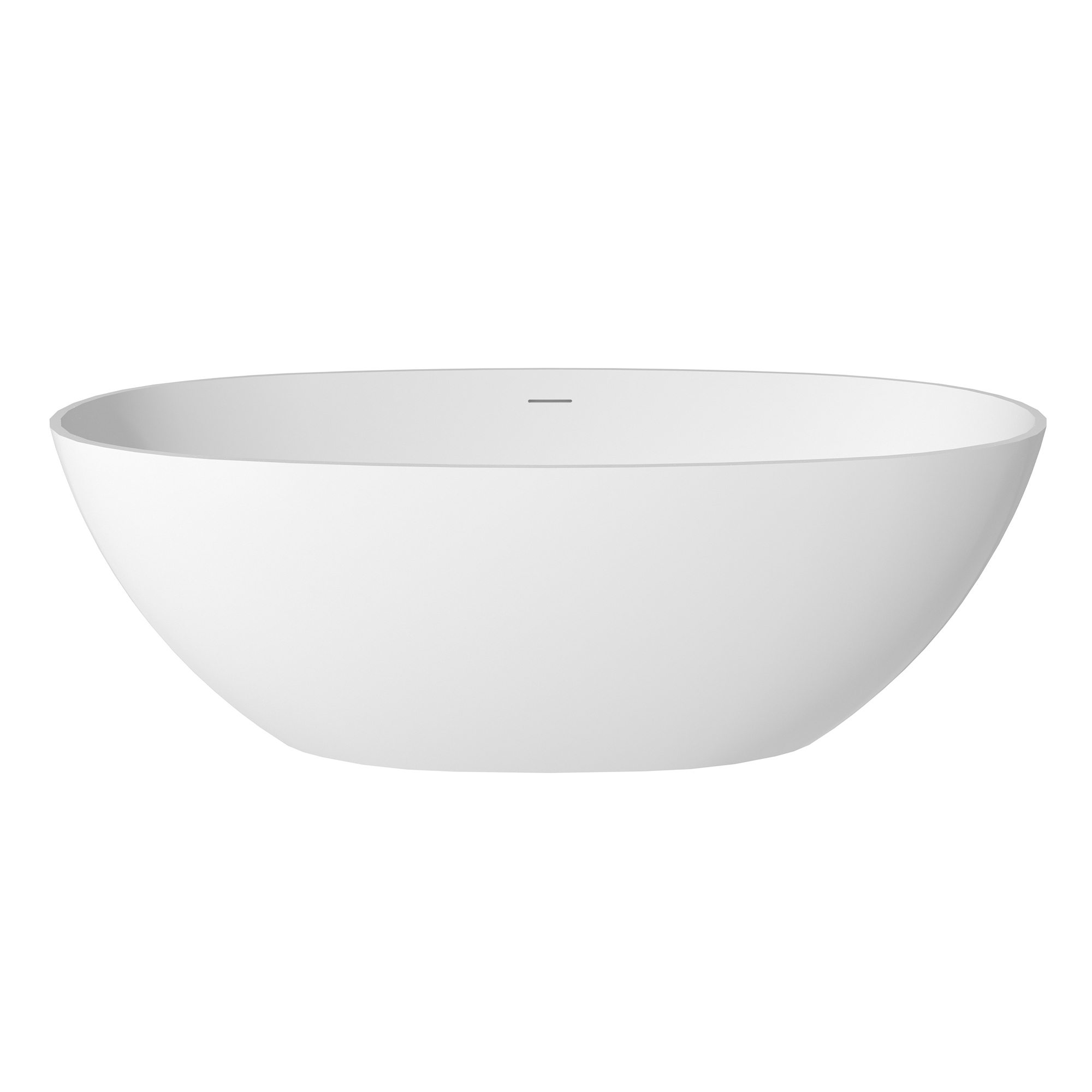 59"/63"/67" Freestanding Oval Solid Surface Stone Bathtub with Center Drain and cUPc Certification, Matte White (With/without Tub Faucet)