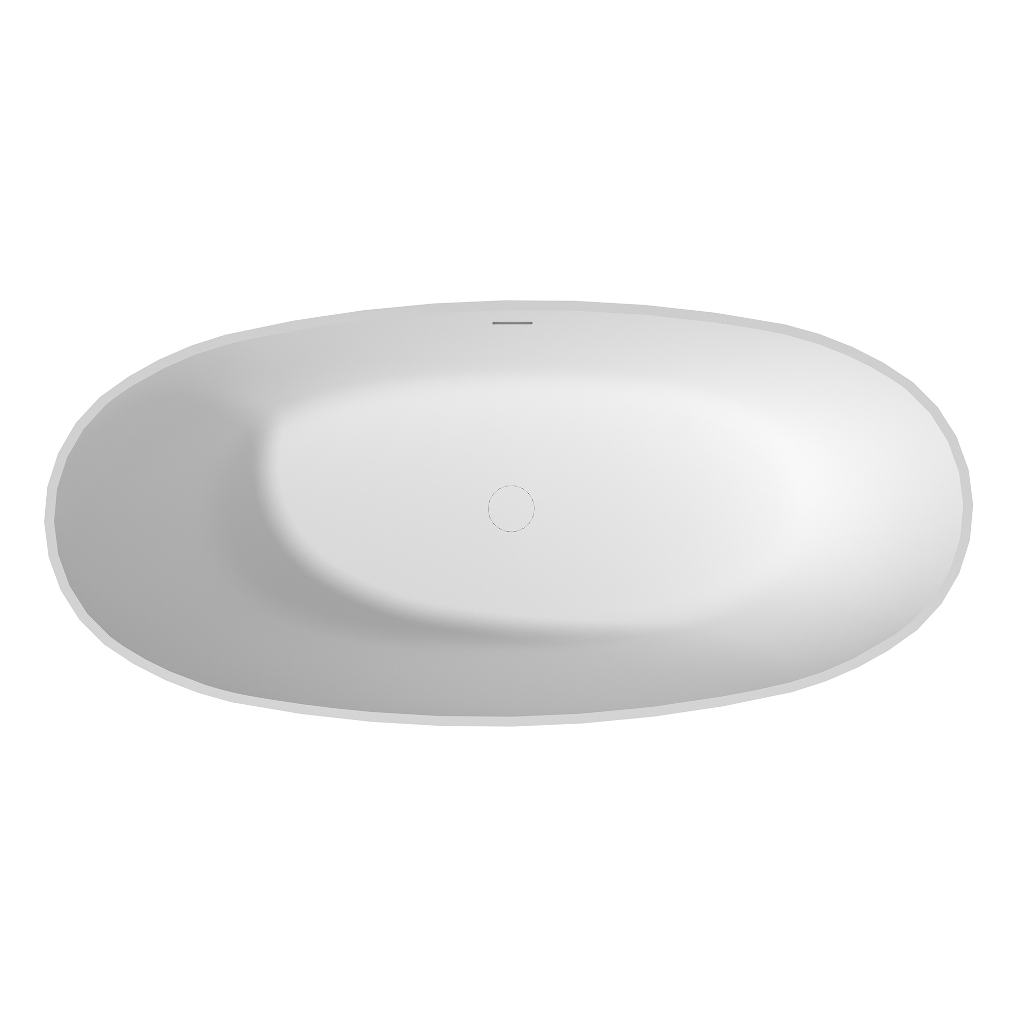 59"/63"/67" Freestanding Oval Solid Surface Stone Bathtub with Center Drain and cUPc Certification, Matte White (With/without Tub Faucet)