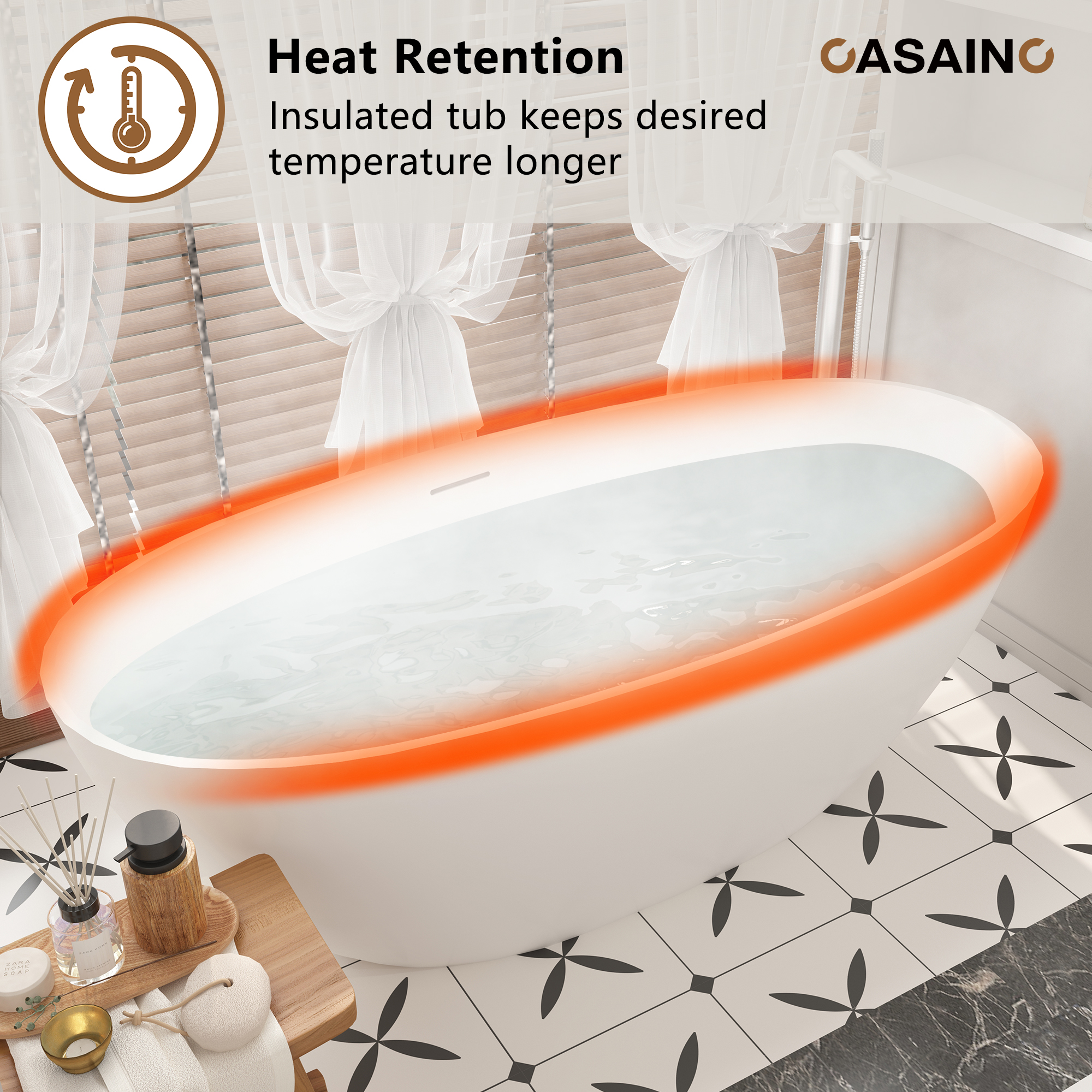 59"/63"/67" Freestanding Oval Solid Surface Stone Bathtub with Center Drain and cUPc Certification, Matte White (With/without Tub Faucet)