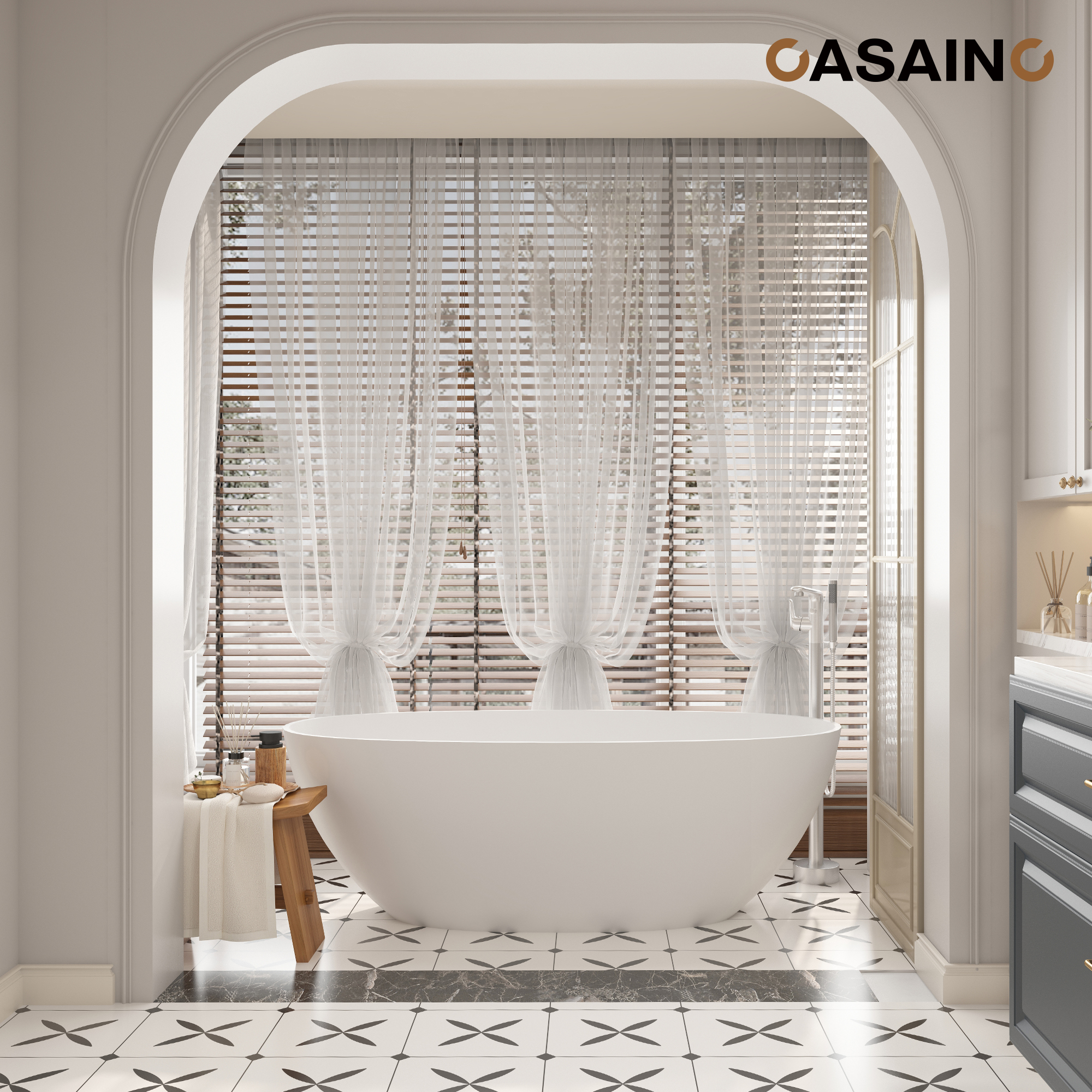 59"/63"/67" Freestanding Oval Solid Surface Stone Bathtub with Center Drain and cUPc Certification, Matte White (With/without Tub Faucet)