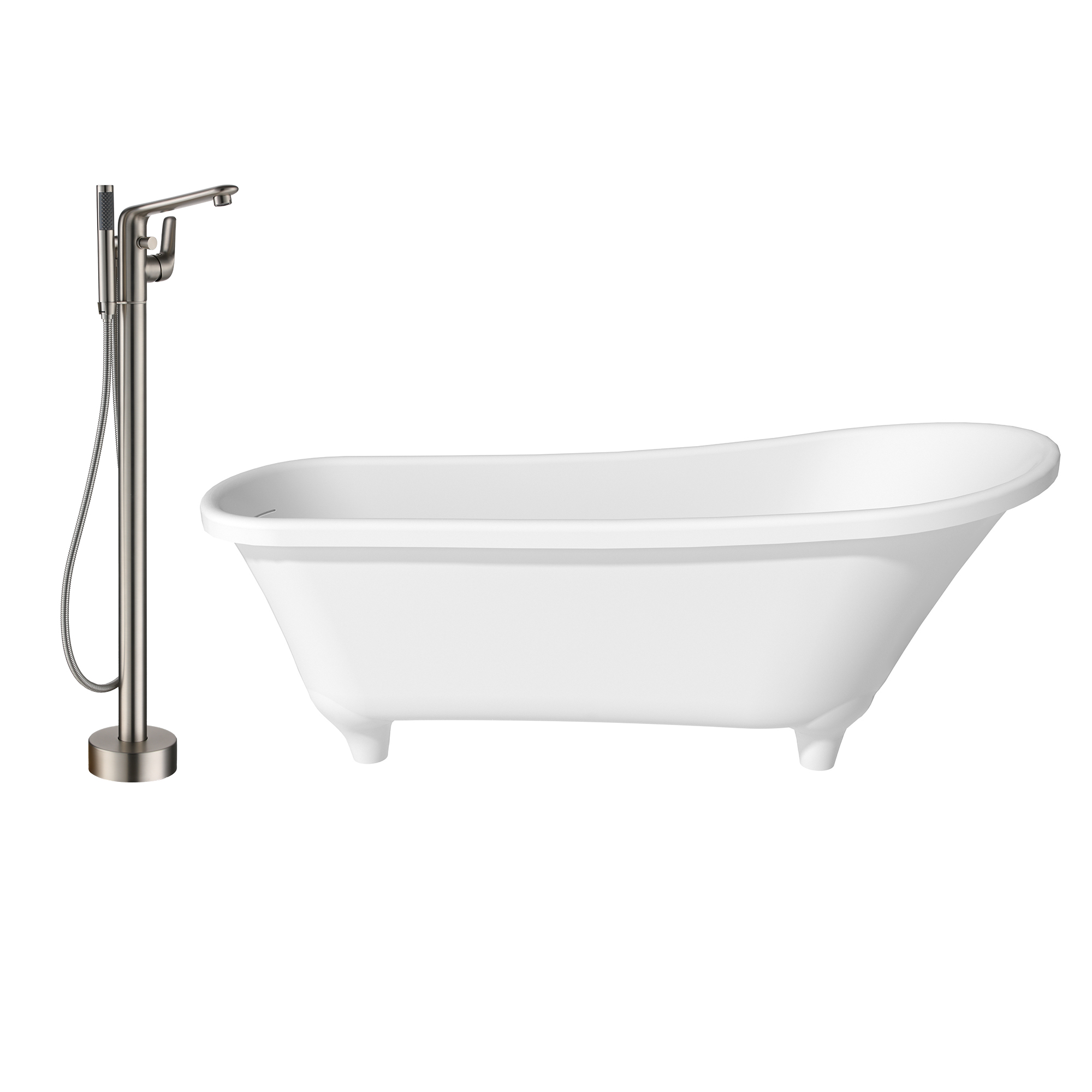69" Matte White Freestanding Soaking Tub with Elevated Pedestal – Adult-sized,Solid Surface Stone Craftsmanship for a Classical Aesthetic(With/without Bathtub Faucet)