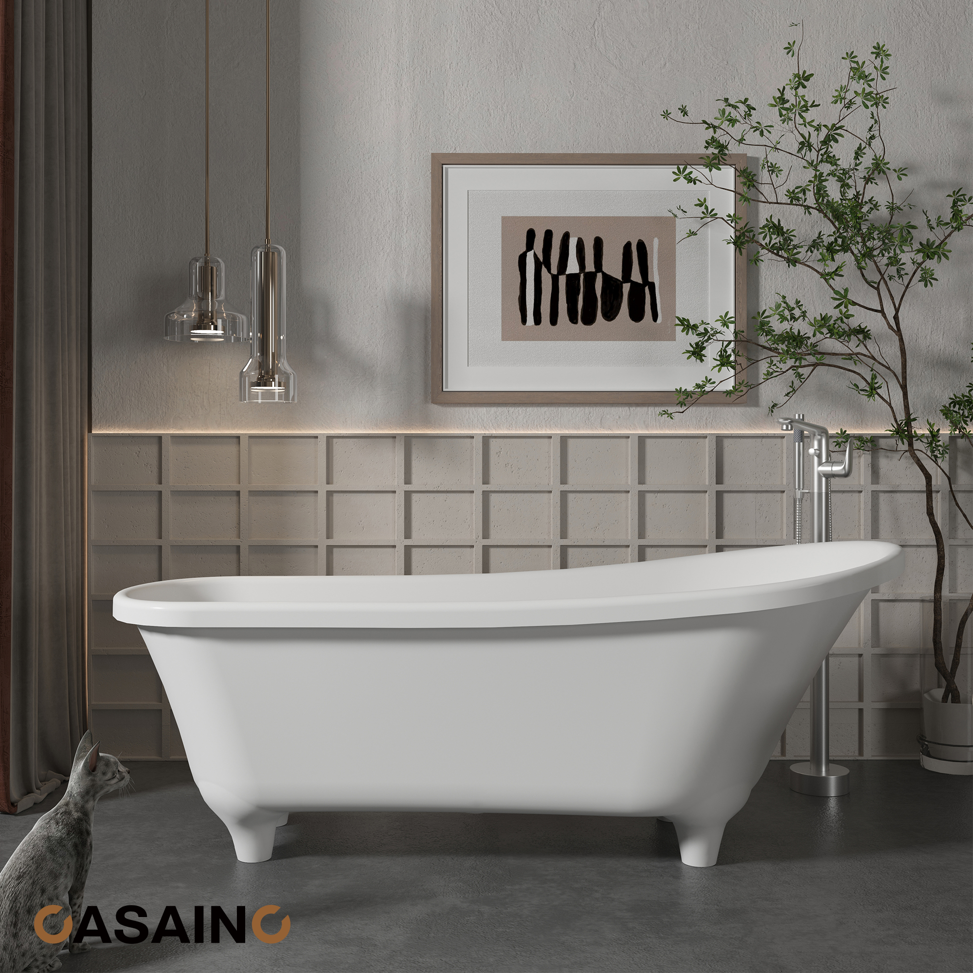 69" Matte White Freestanding Soaking Tub with Elevated Pedestal – Adult-sized,Solid Surface Stone Craftsmanship for a Classical Aesthetic(With/without Bathtub Faucet)