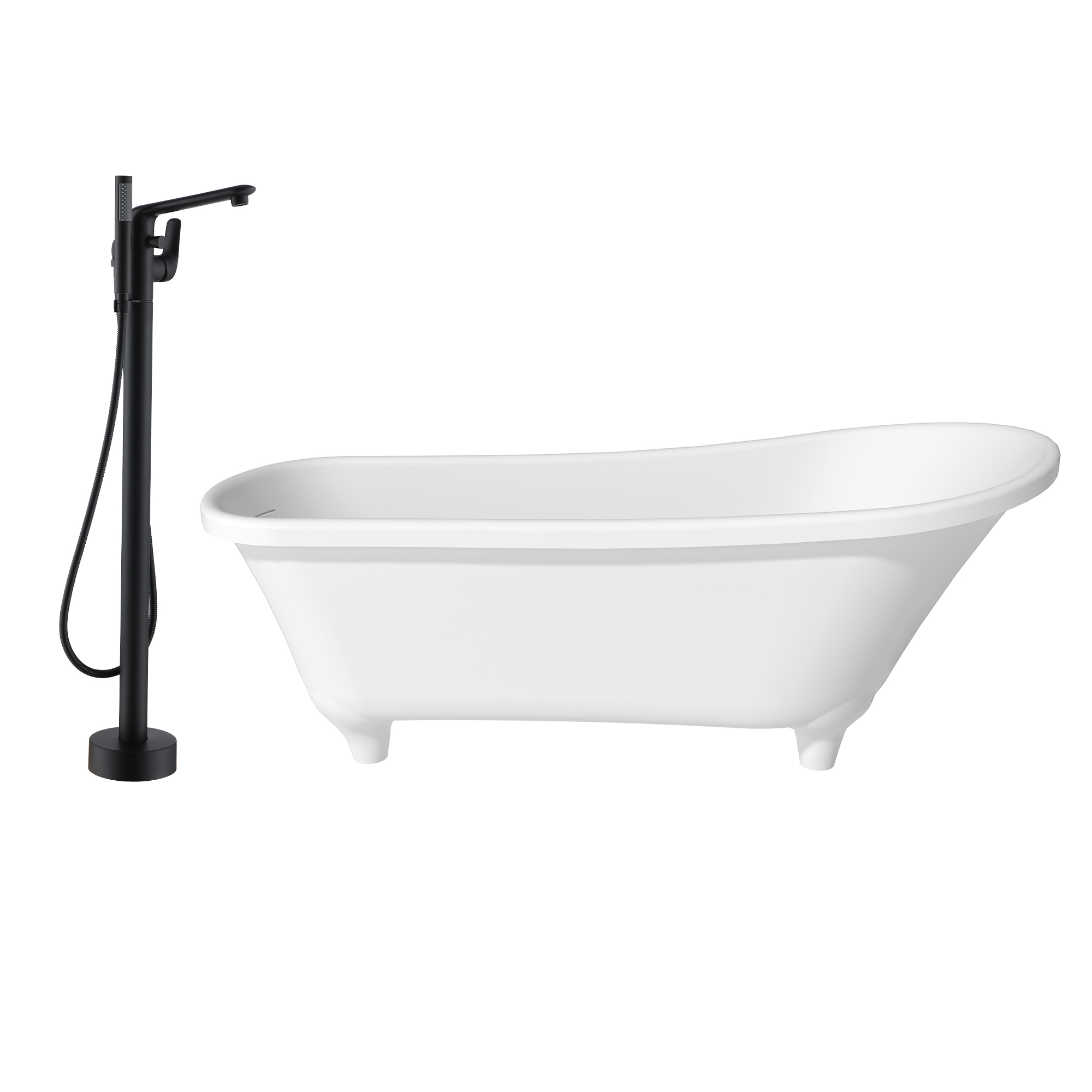 69" Matte White Freestanding Soaking Tub with Elevated Pedestal – Adult-sized,Solid Surface Stone Craftsmanship for a Classical Aesthetic(With/without Bathtub Faucet)