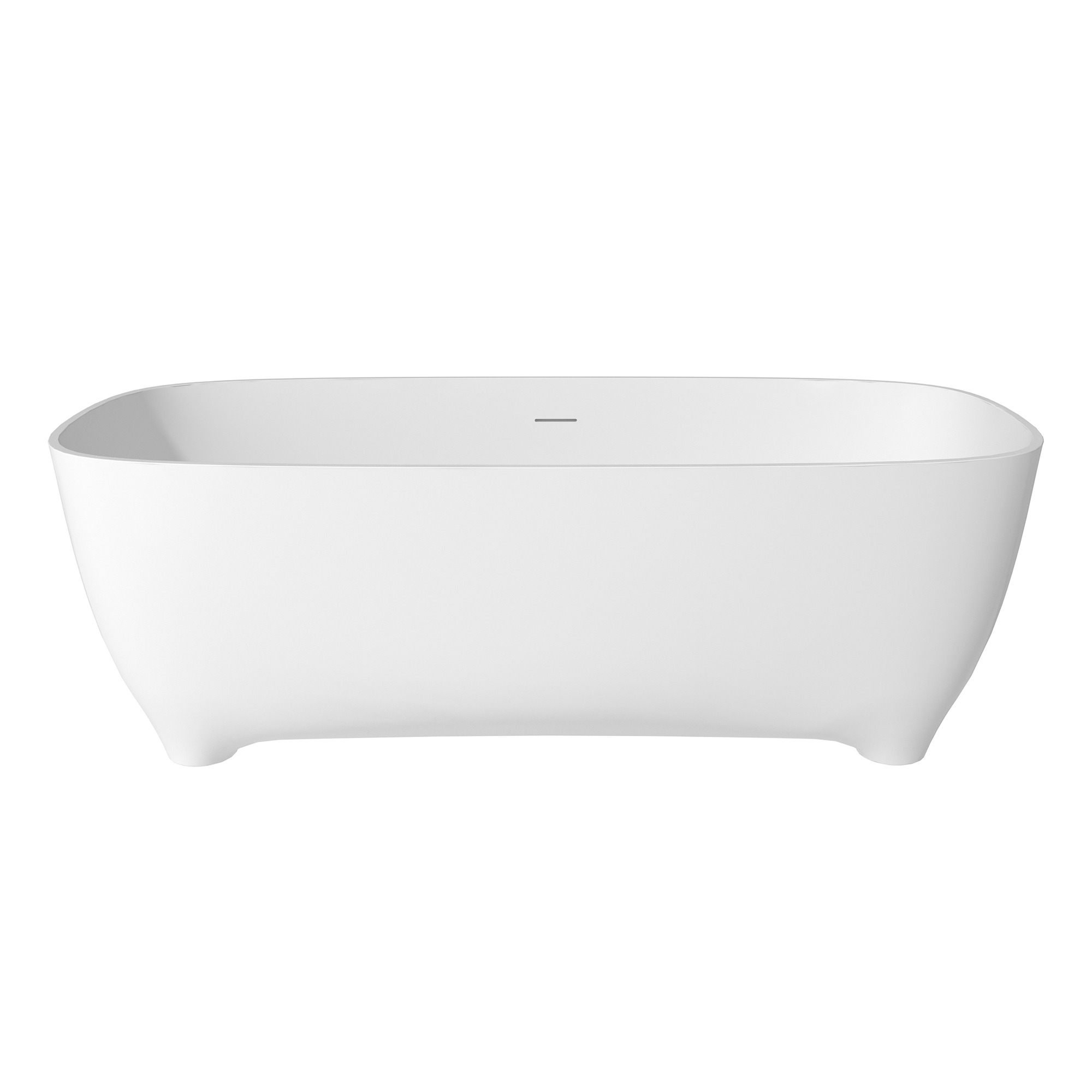 67" Adult-Sized Freestanding Soaking Tub with Raised Pedestal in Matte White, Crafted in Solid Surface Stone(With/without Bathtub Faucet)