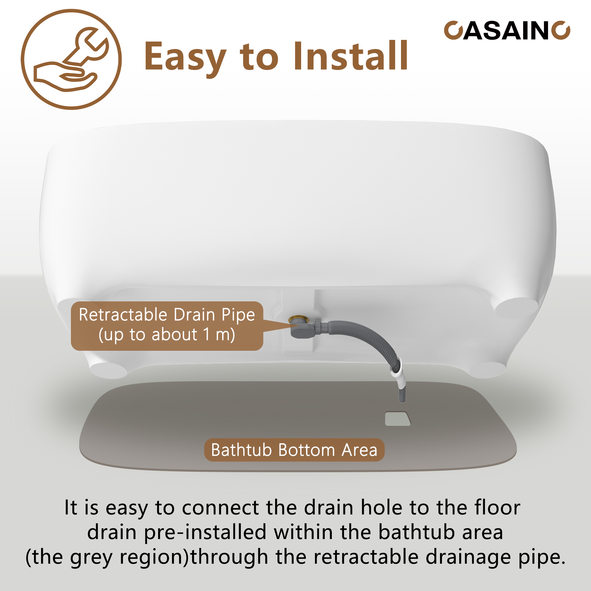 67" Adult-Sized Freestanding Soaking Tub with Raised Pedestal in Matte White, Crafted in Solid Surface Stone(With/without Bathtub Faucet)