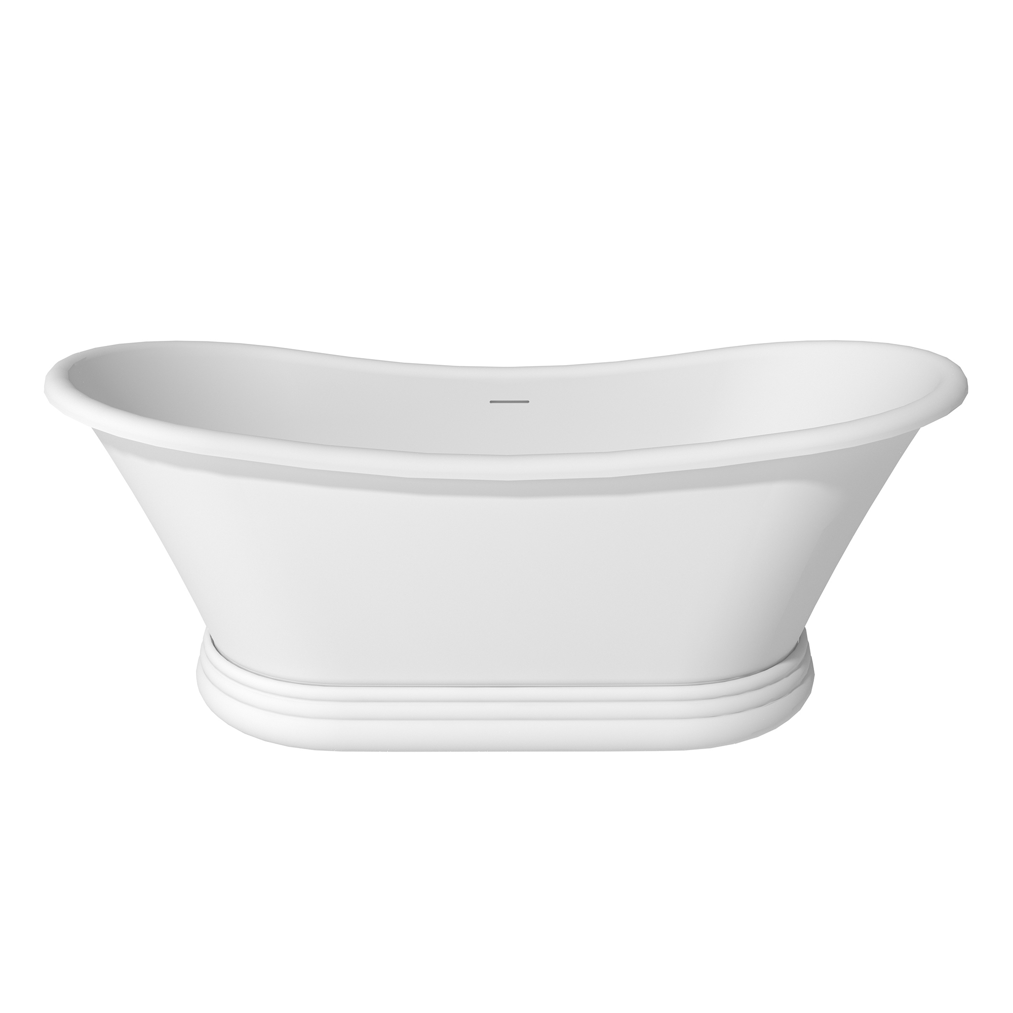 67" Freestanding Solid Surface Stone Bathtub - Matte White Finish, Center Drain, cUPc Certified, Double-Ended High-Back Design(With/without Tub Filler)