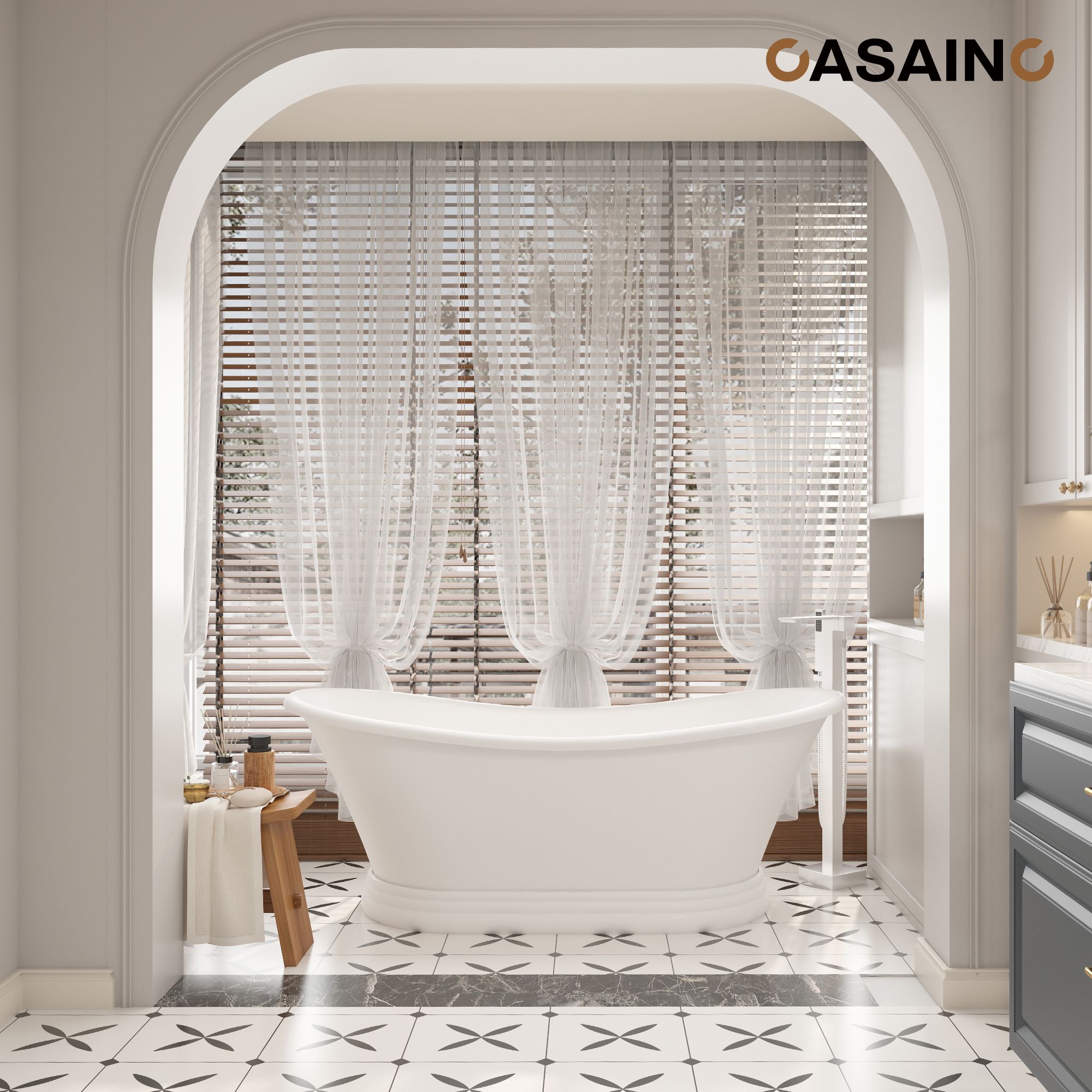 67" Freestanding Solid Surface Stone Bathtub - Matte White Finish, Center Drain, cUPc Certified, Double-Ended High-Back Design(With/without Tub Faucet)