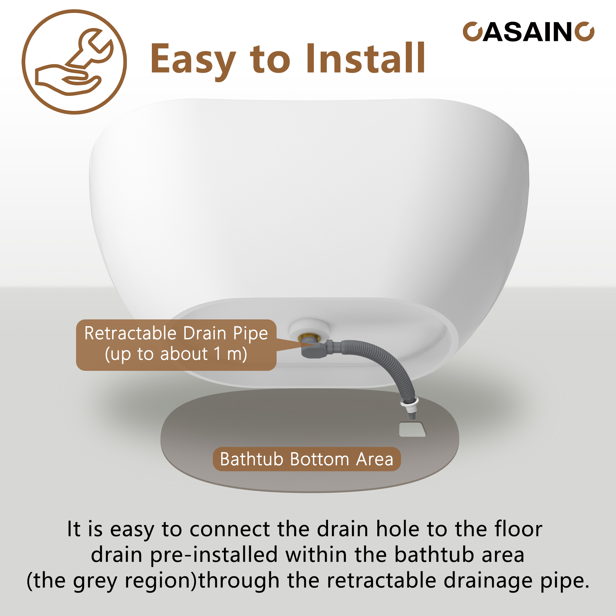 56"/65"/71" Solid Surface Stone Freestanding Tub - Soak in Style with Matte White Finish, Center Drain, and cUPc Certification(With/without Bathtub Faucet)