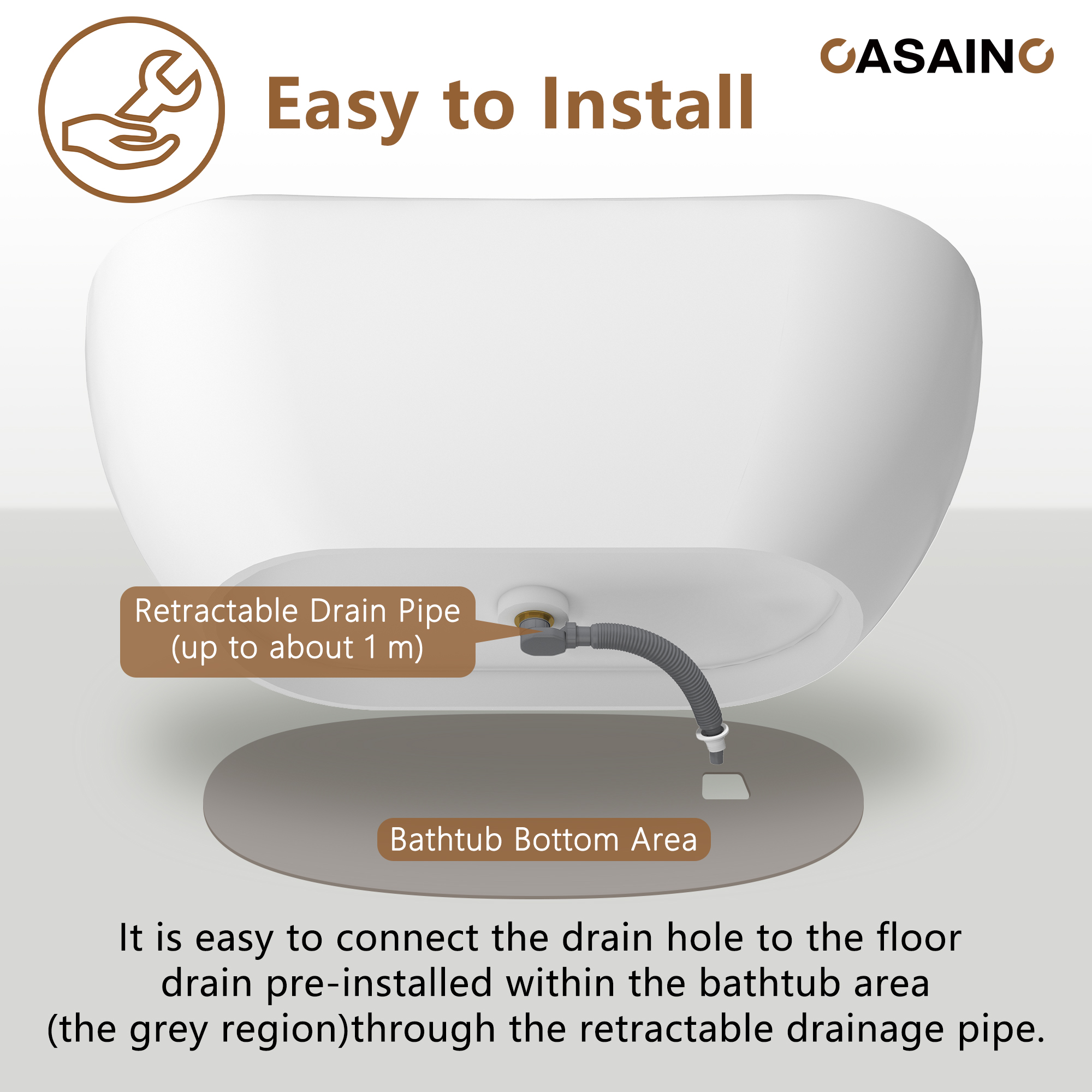 56"/65"/71" Solid Surface Stone Freestanding Tub - Soak in Style with Matte White Finish, Center Drain, and cUPc Certification(With/without Bathtub Faucet)