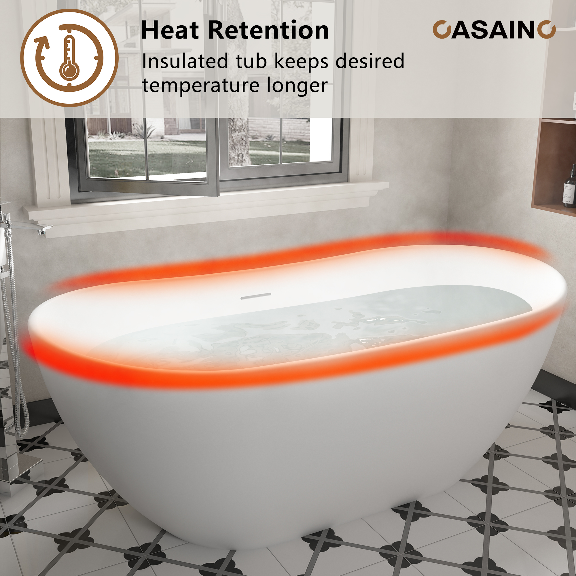 56"/65"/71" Solid Surface Stone Freestanding Tub - Soak in Style with Matte White Finish, Center Drain, and cUPc Certification(With/without Bathtub Faucet)