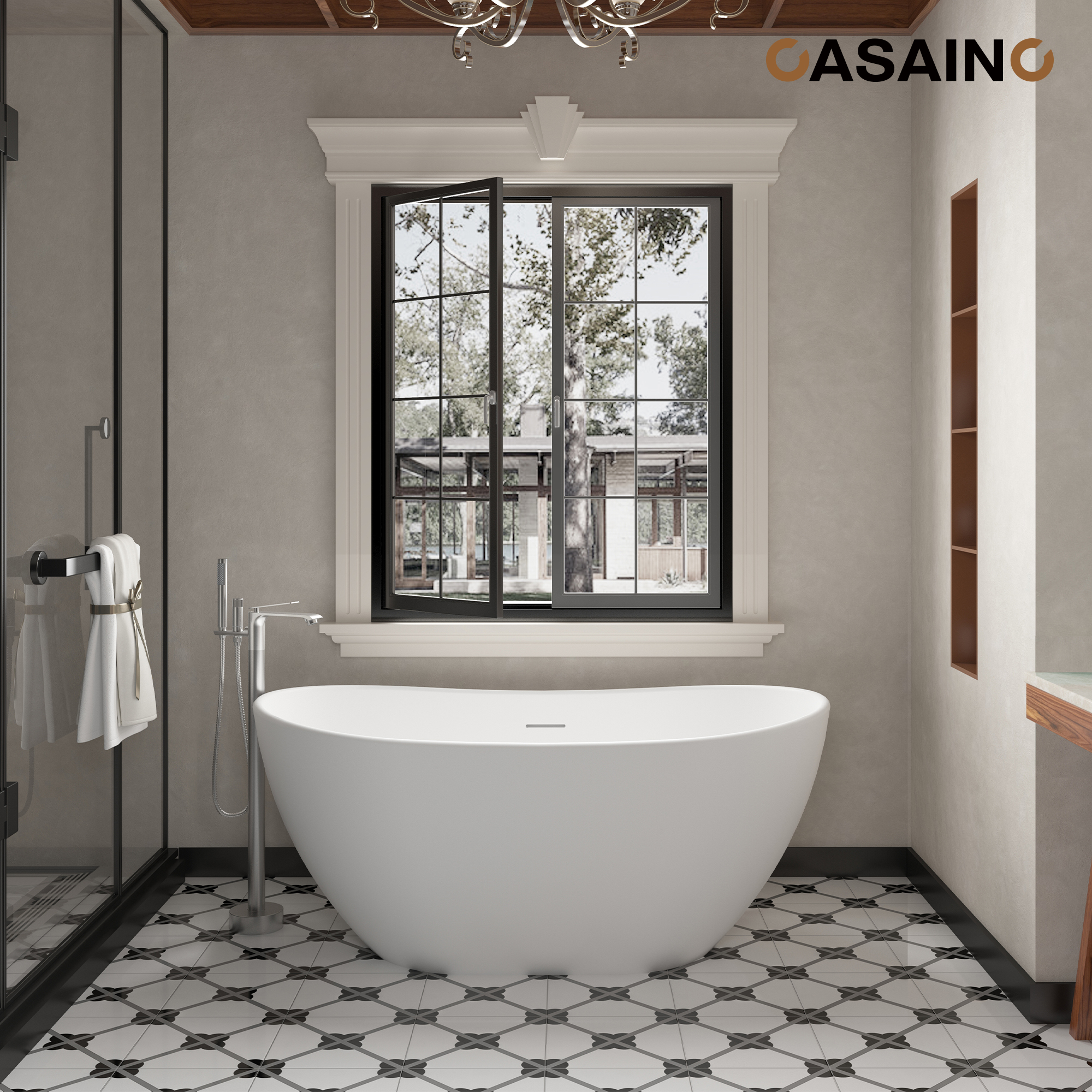 56"/65"/71" Solid Surface Stone Freestanding Tub - Soak in Style with Matte White Finish, Center Drain, and cUPc Certification(With/without Bathtub Faucet)