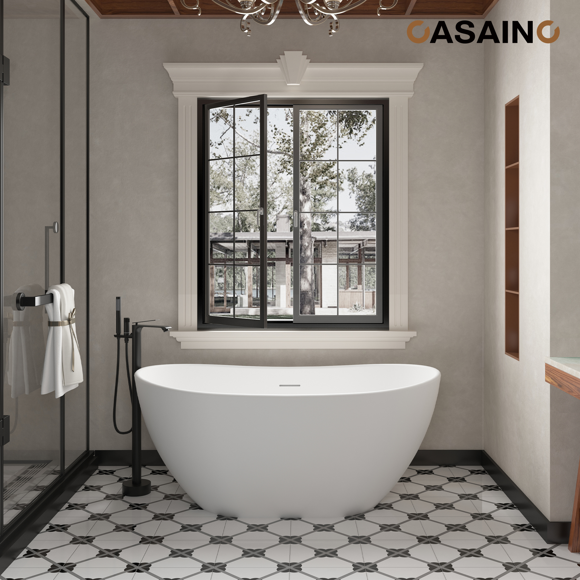 56"/65"/71" Solid Surface Stone Freestanding Tub - Soak in Style with Matte White Finish, Center Drain, and cUPc Certification(With/without Bathtub Faucet)