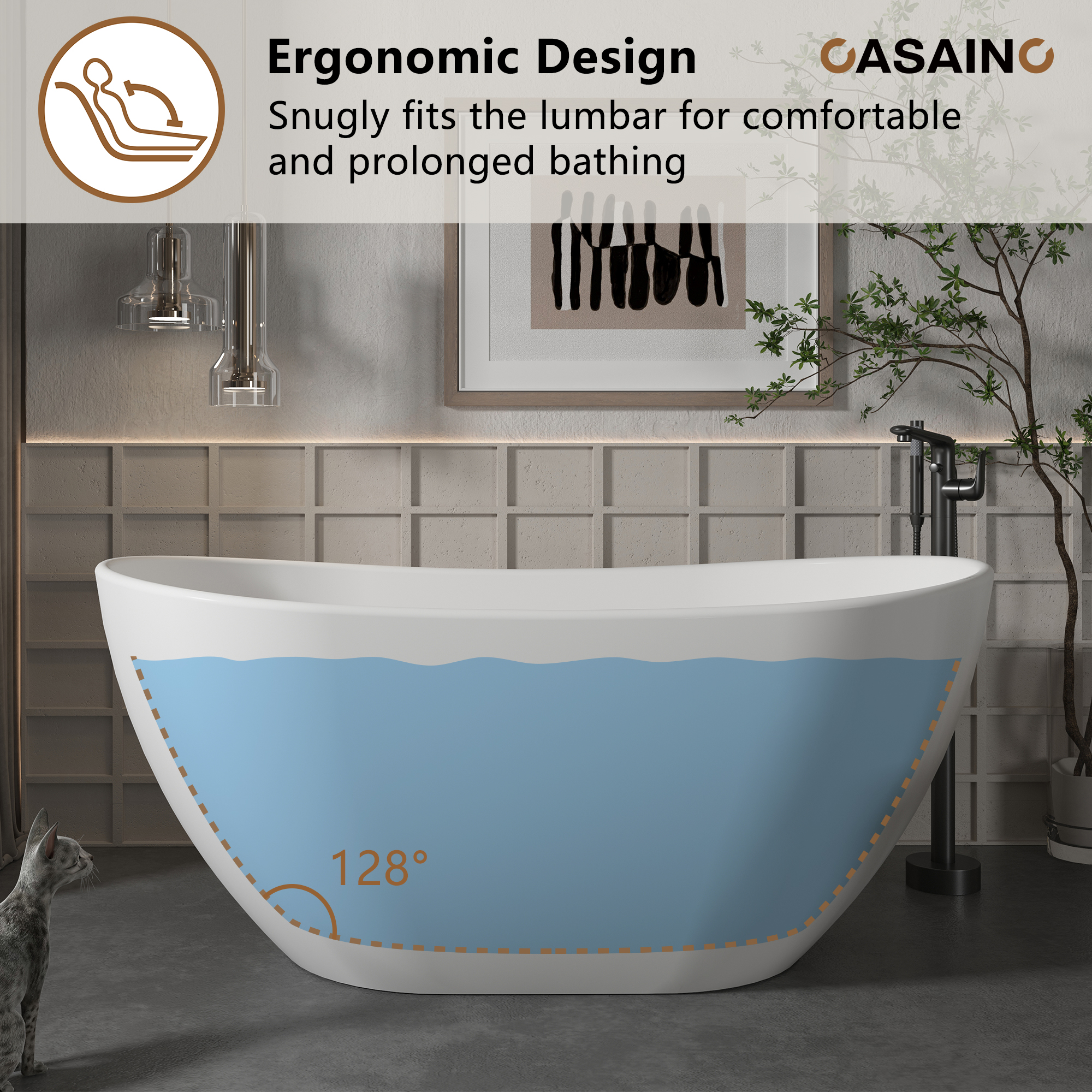 56"/65"/71" Solid Surface Stone Freestanding Tub - Soak in Style with Matte White Finish, Center Drain, and cUPc Certification(With/without Bathtub Faucet)