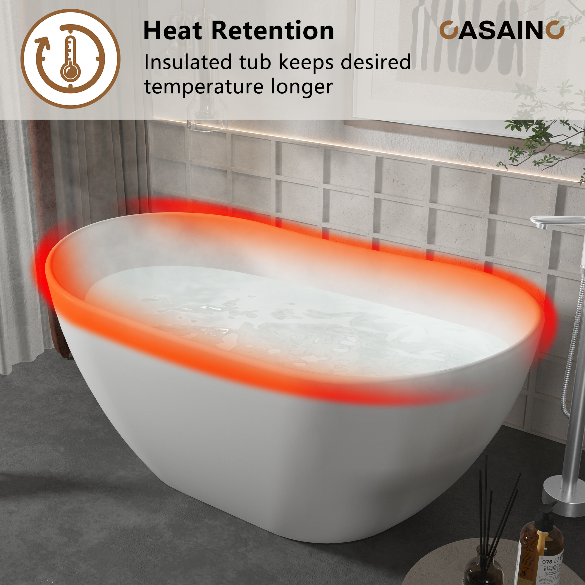 56"/65"/71" Solid Surface Stone Freestanding Tub - Soak in Style with Matte White Finish, Center Drain, and cUPc Certification(With/without Bathtub Faucet)