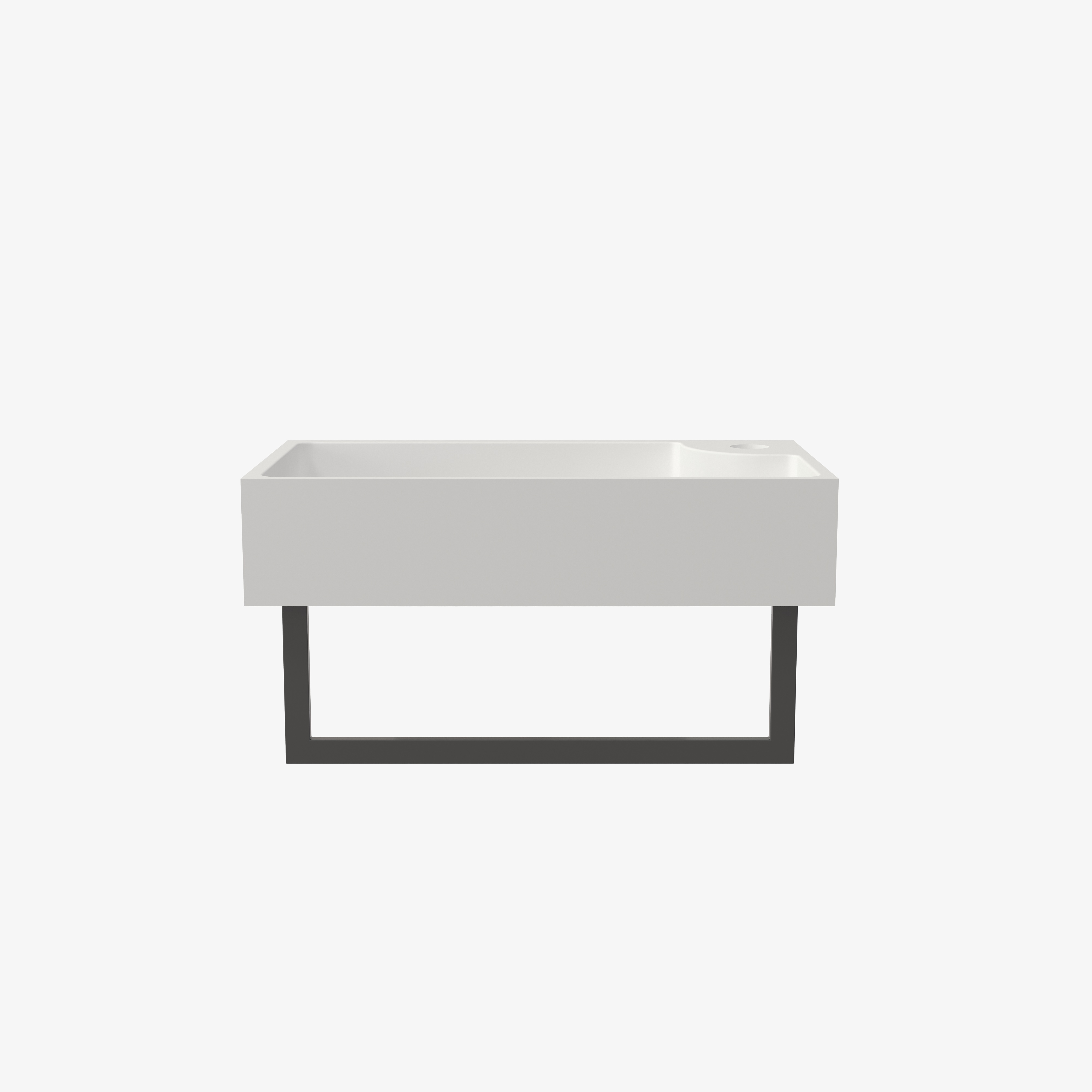 18-Inch Wall-Mounted Solid Surface Basin Sink with Black Bracket