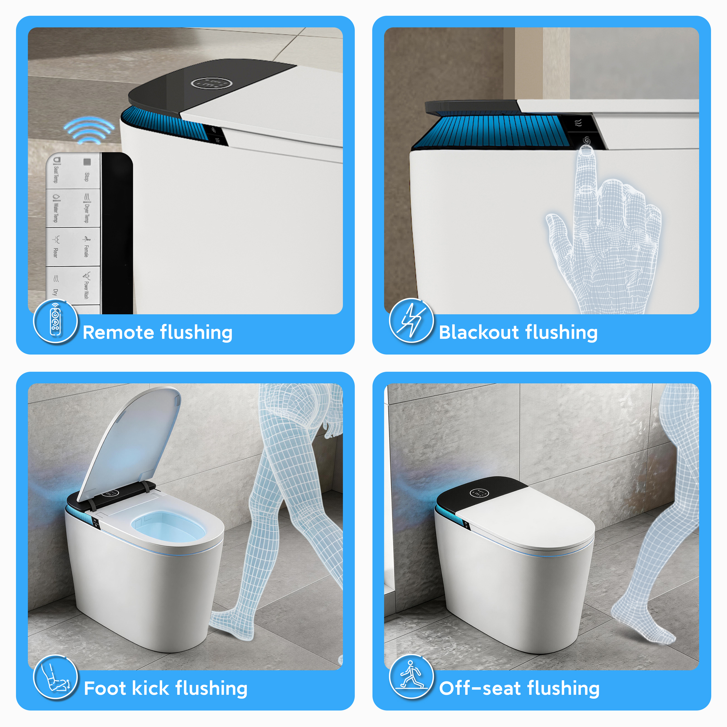 Luxe Smart  Bidet Toilet with Integrated Tank，Built-in Deodorizer Remote Control and LED Display, White