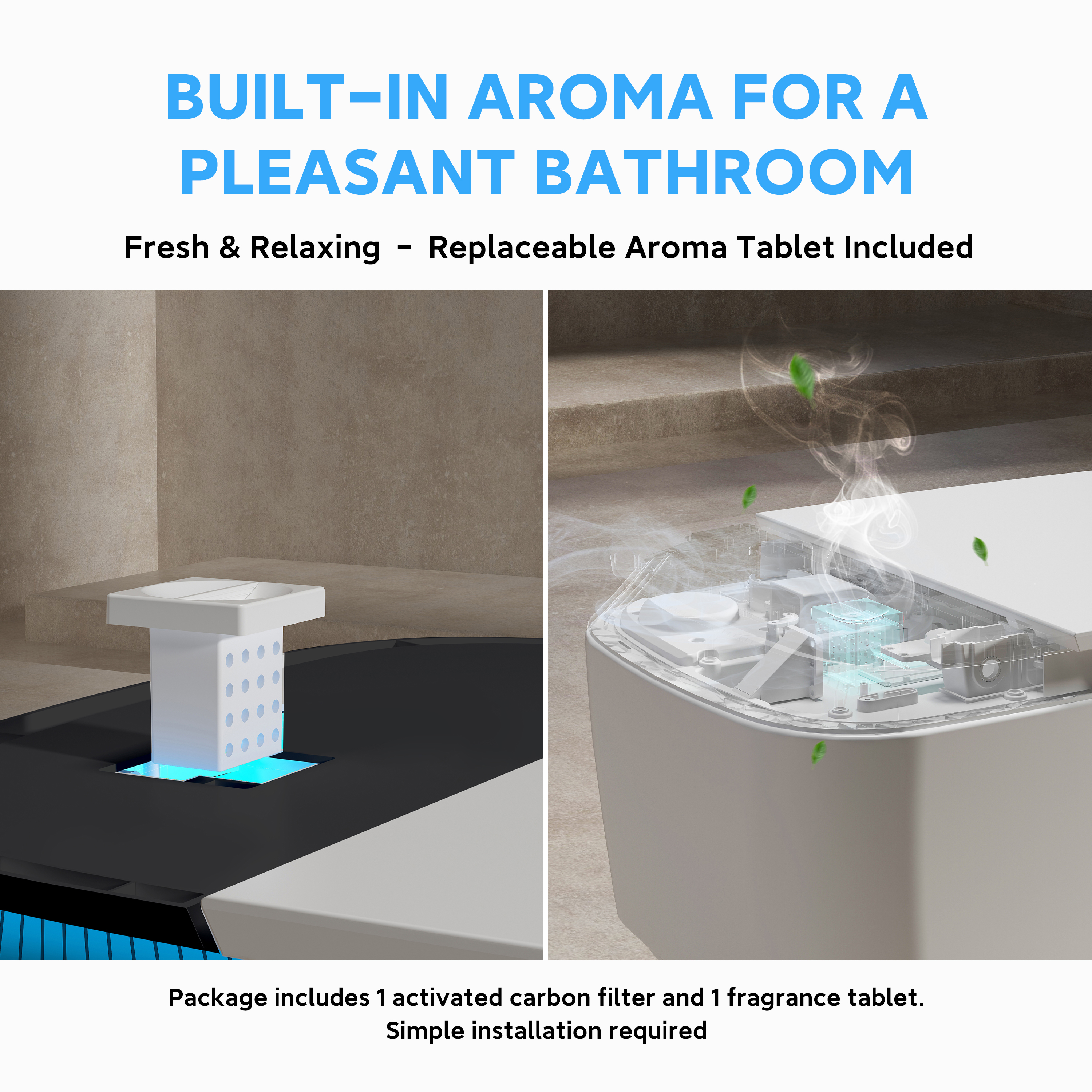 Luxe Smart  Bidet Toilet with Integrated Tank，Built-in Deodorizer Remote Control and LED Display, White