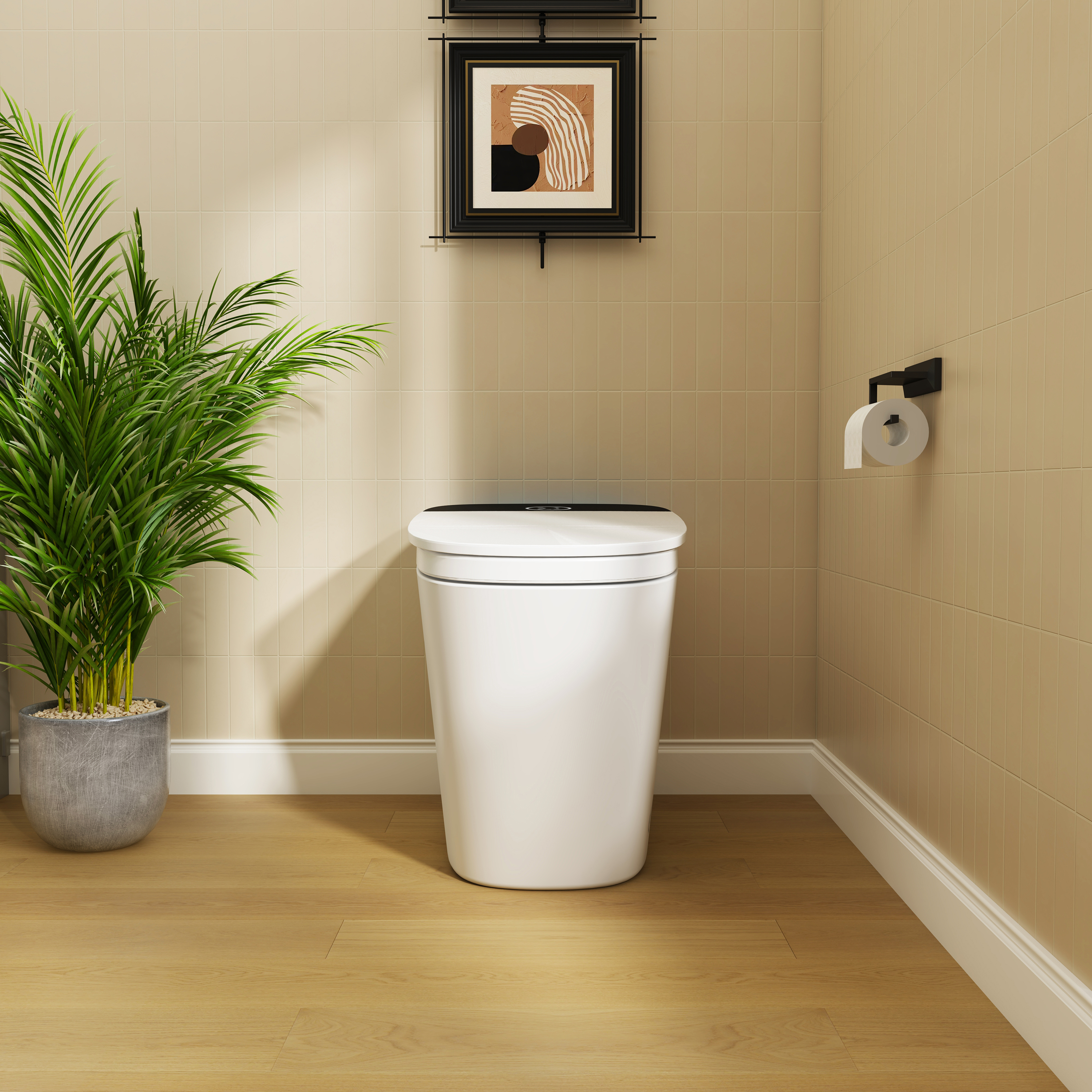 Luxe Smart  Bidet Toilet with Integrated Tank，Built-in Deodorizer Remote Control and LED Display, White
