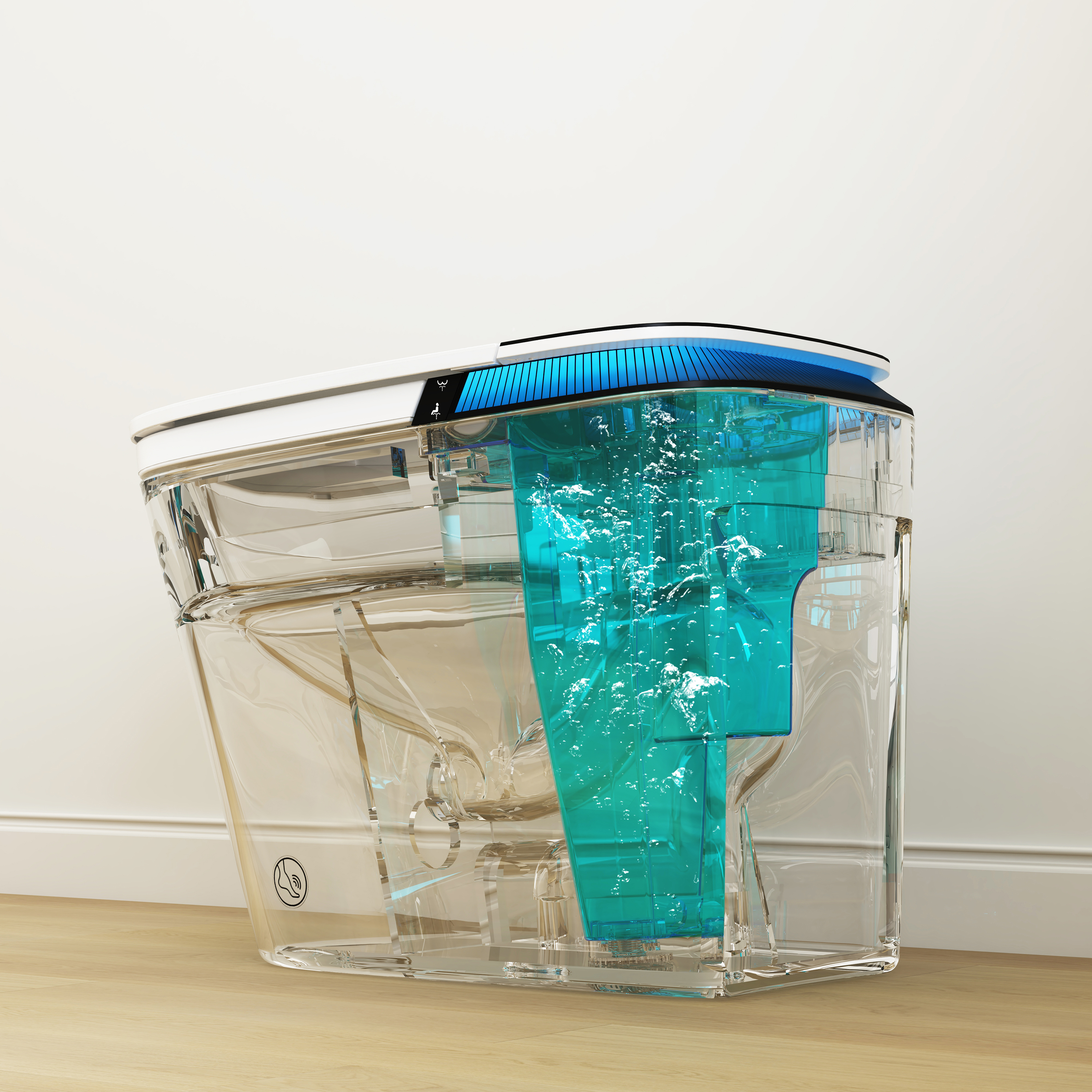 Luxe Smart  Bidet Toilet with Integrated Tank，Built-in Deodorizer Remote Control and LED Display, White