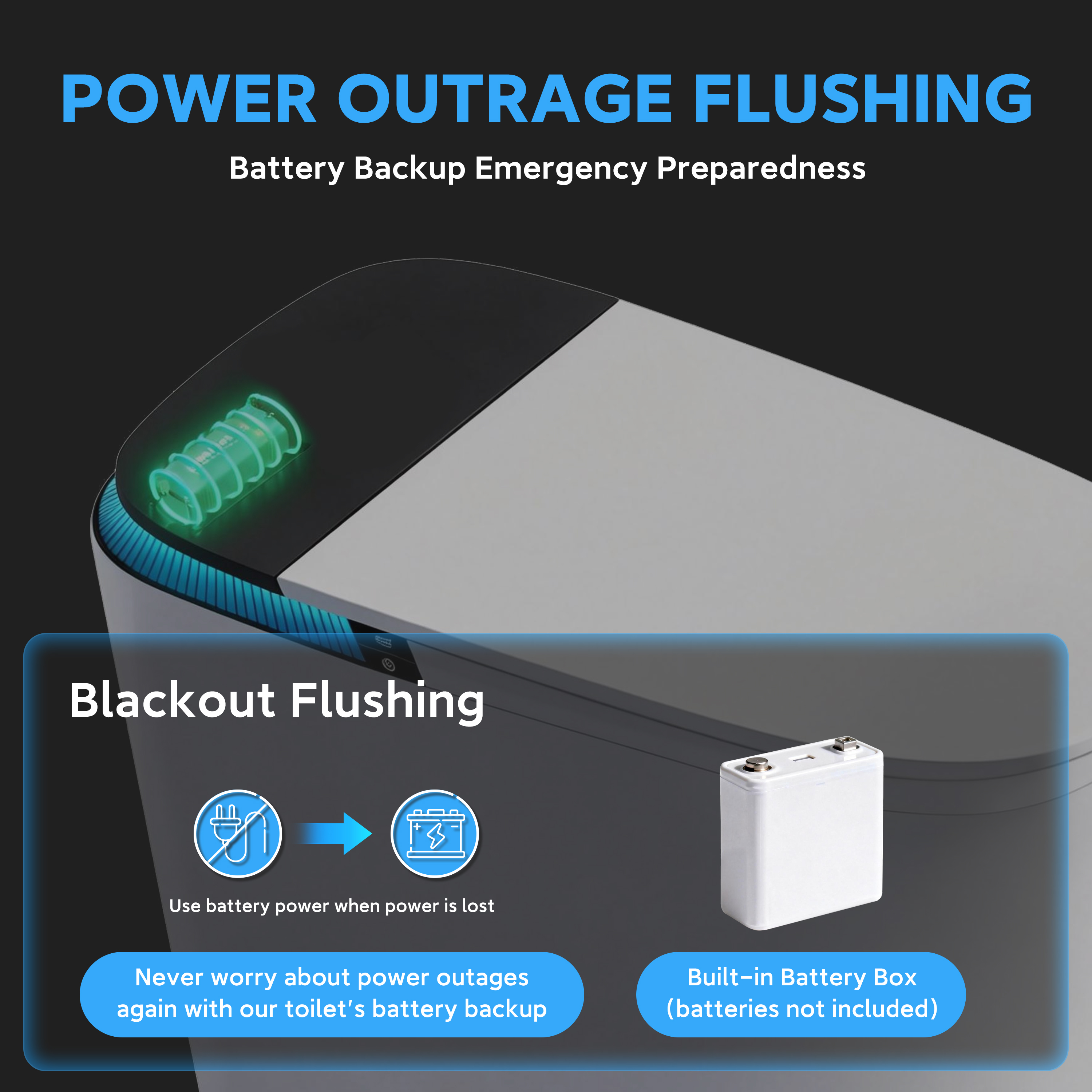 Luxe Smart  Bidet Toilet with Integrated Tank，Built-in Deodorizer Remote Control and LED Display, White