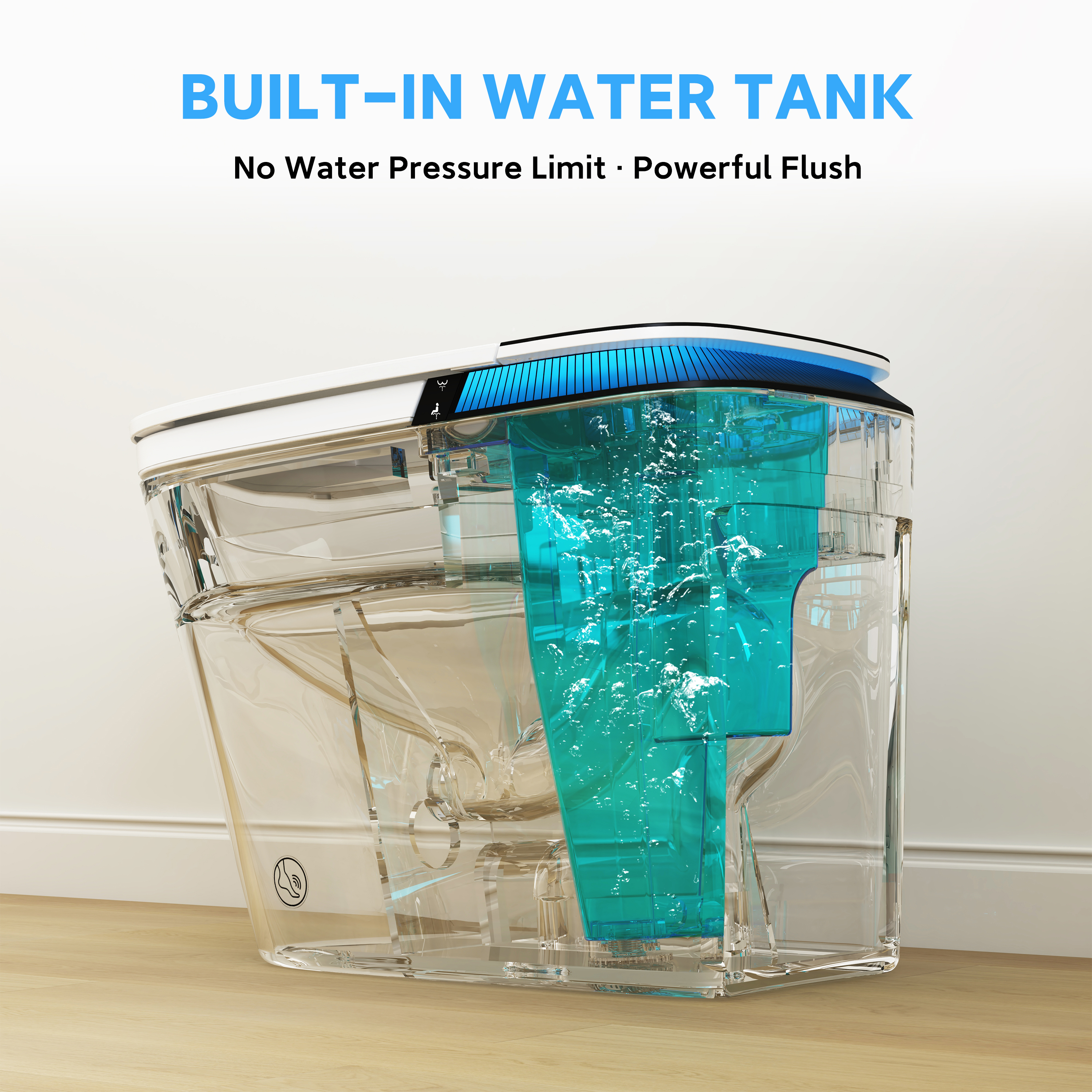 Luxe Smart  Bidet Toilet with Integrated Tank，Built-in Deodorizer Remote Control and LED Display, White