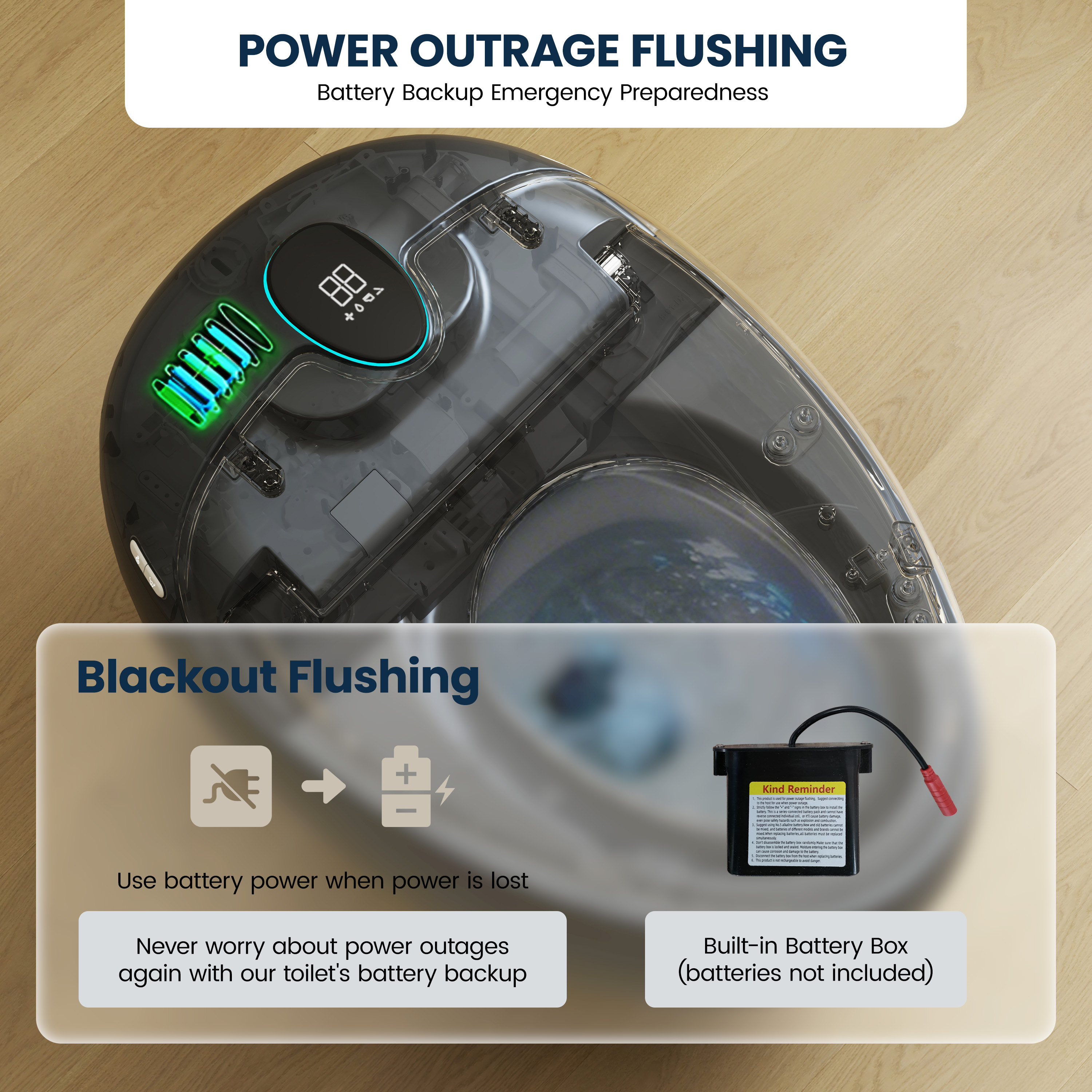 Luxe Smart Toilet with Tank，Auto Open & Close and Easy-Clean Surface, White/Black