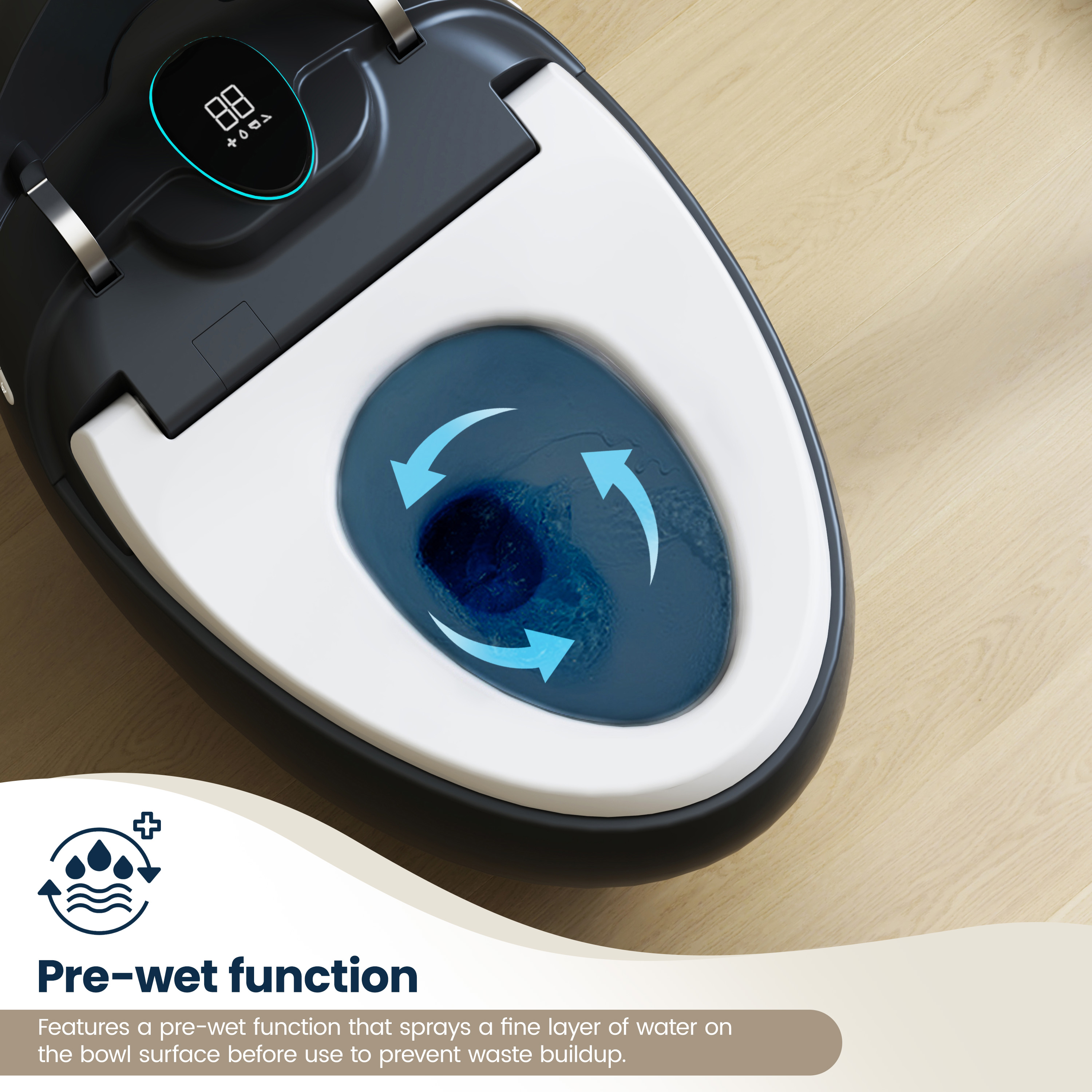 Luxe Smart Toilet with Tank，Auto Open & Close and Easy-Clean Surface, White/Black